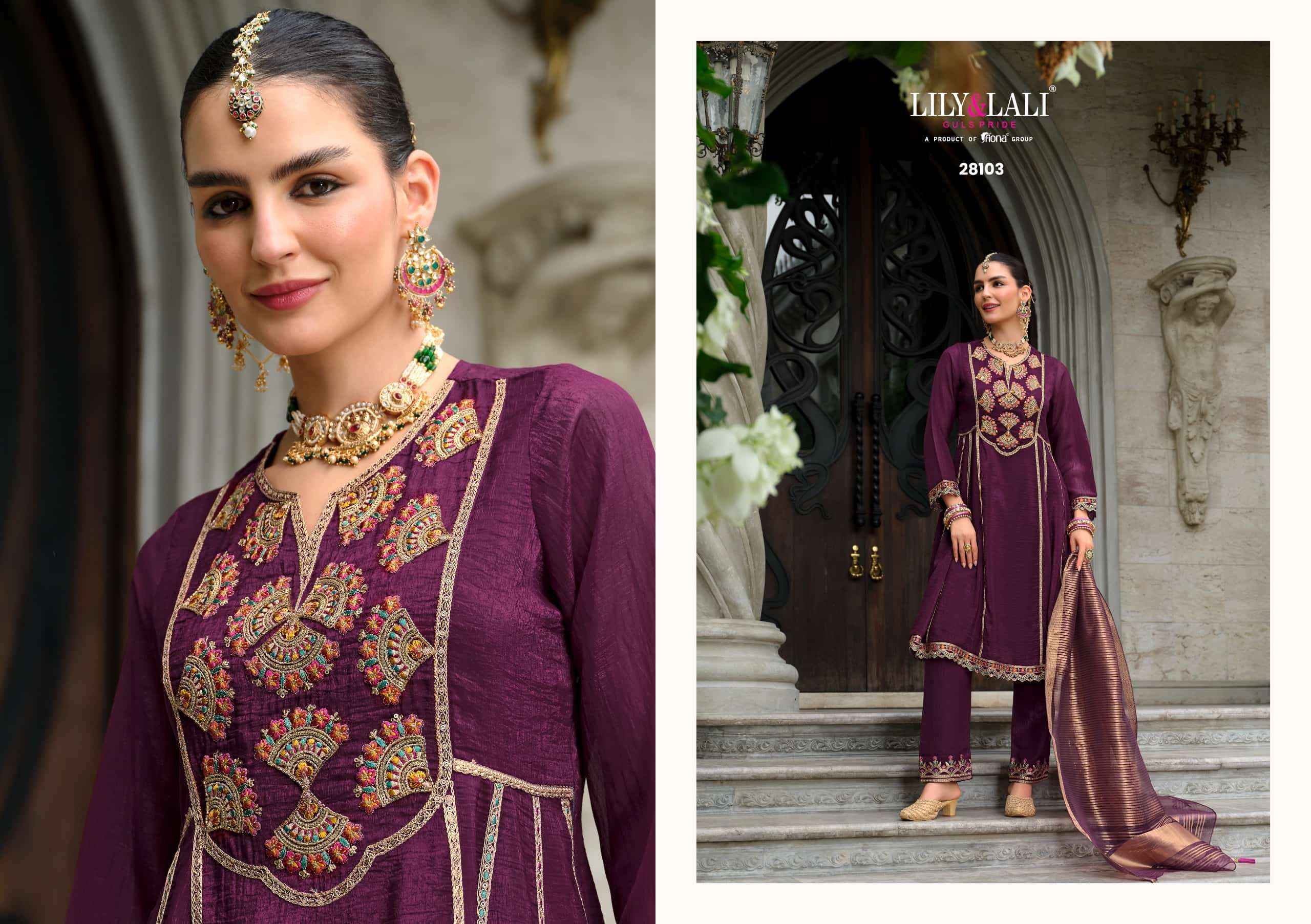 Lily And Lali Karwa Anarkali 2025 Edition Readymade Designer 3 Piece Suit 5 Pcs Catalog