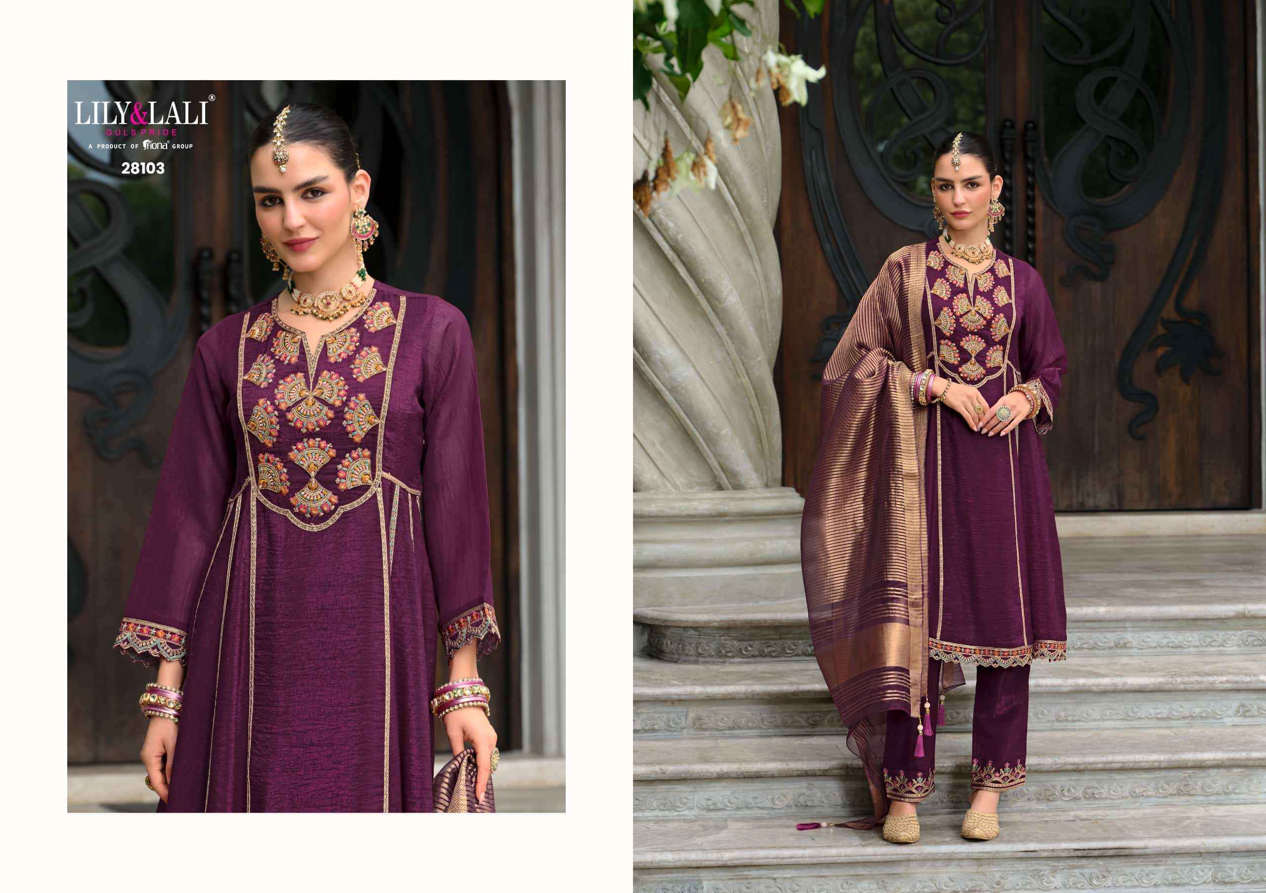 Lily And Lali Karwa Anarkali 2025 Edition Readymade Designer 3 Piece Suit 5 Pcs Catalog