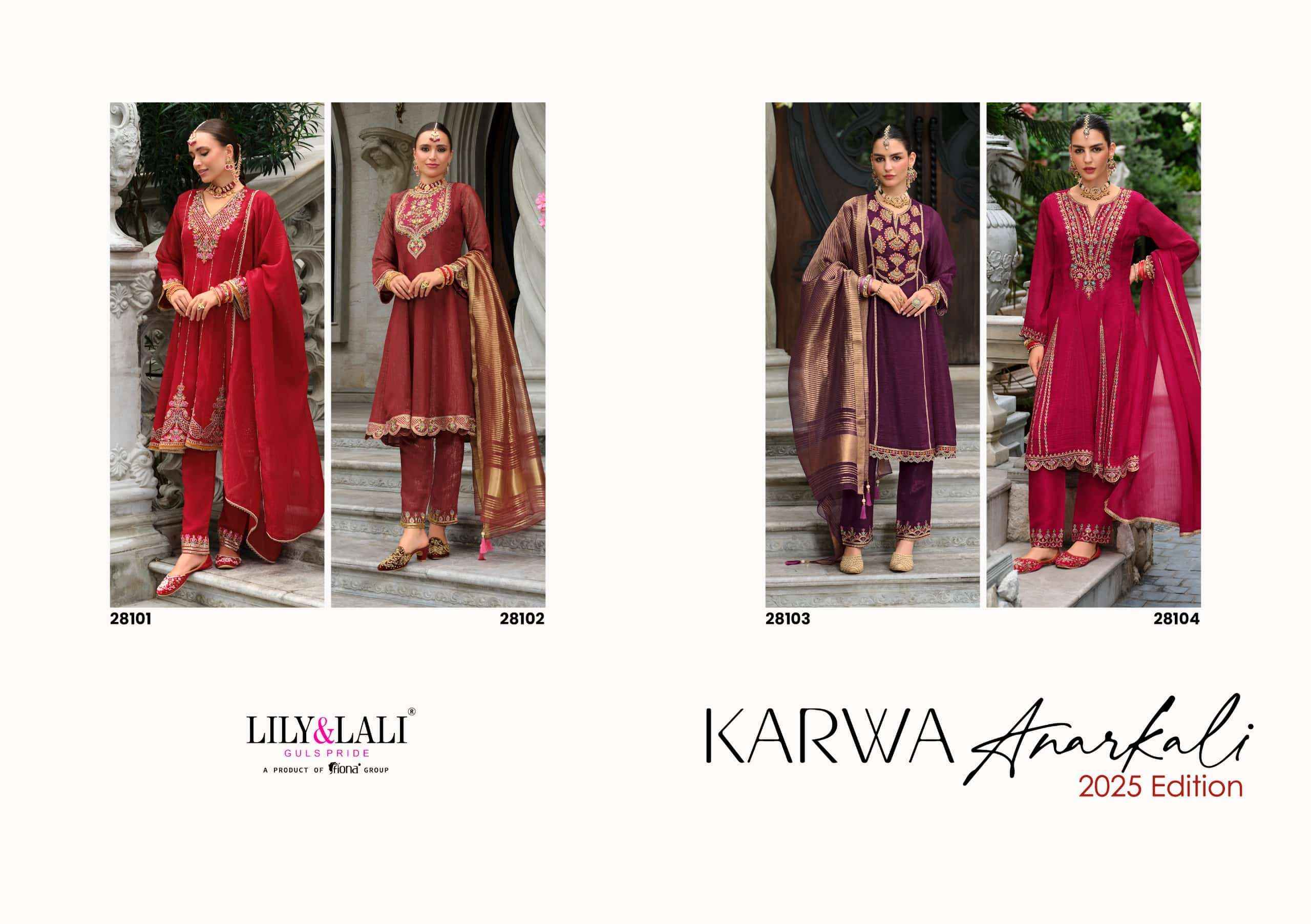 Lily And Lali Karwa Anarkali 2025 Edition Readymade Designer 3 Piece Suit 5 Pcs Catalog