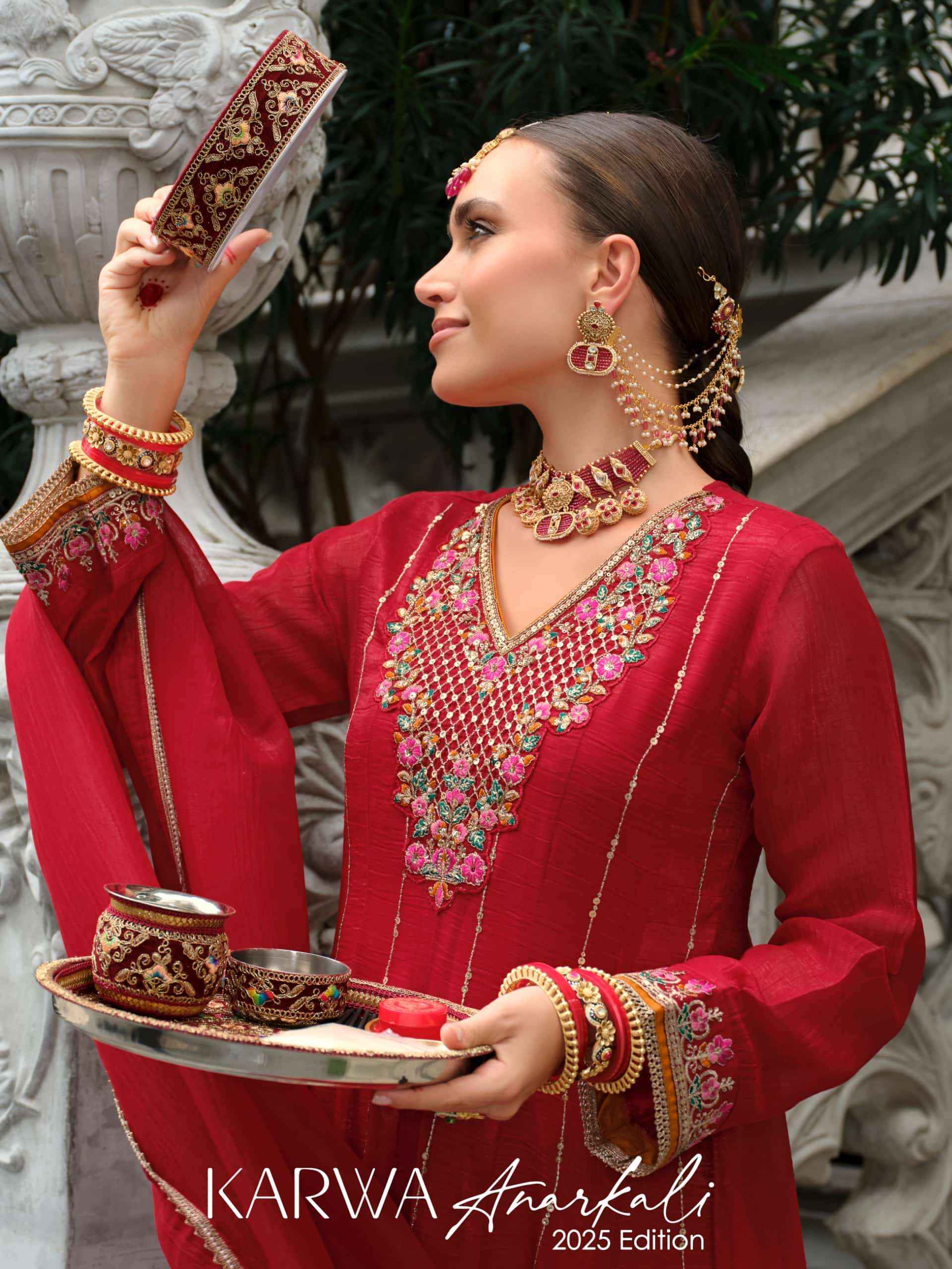 Lily And Lali Karwa Anarkali 2025 Edition Readymade Designer 3 Piece Suit 5 Pcs Catalog
