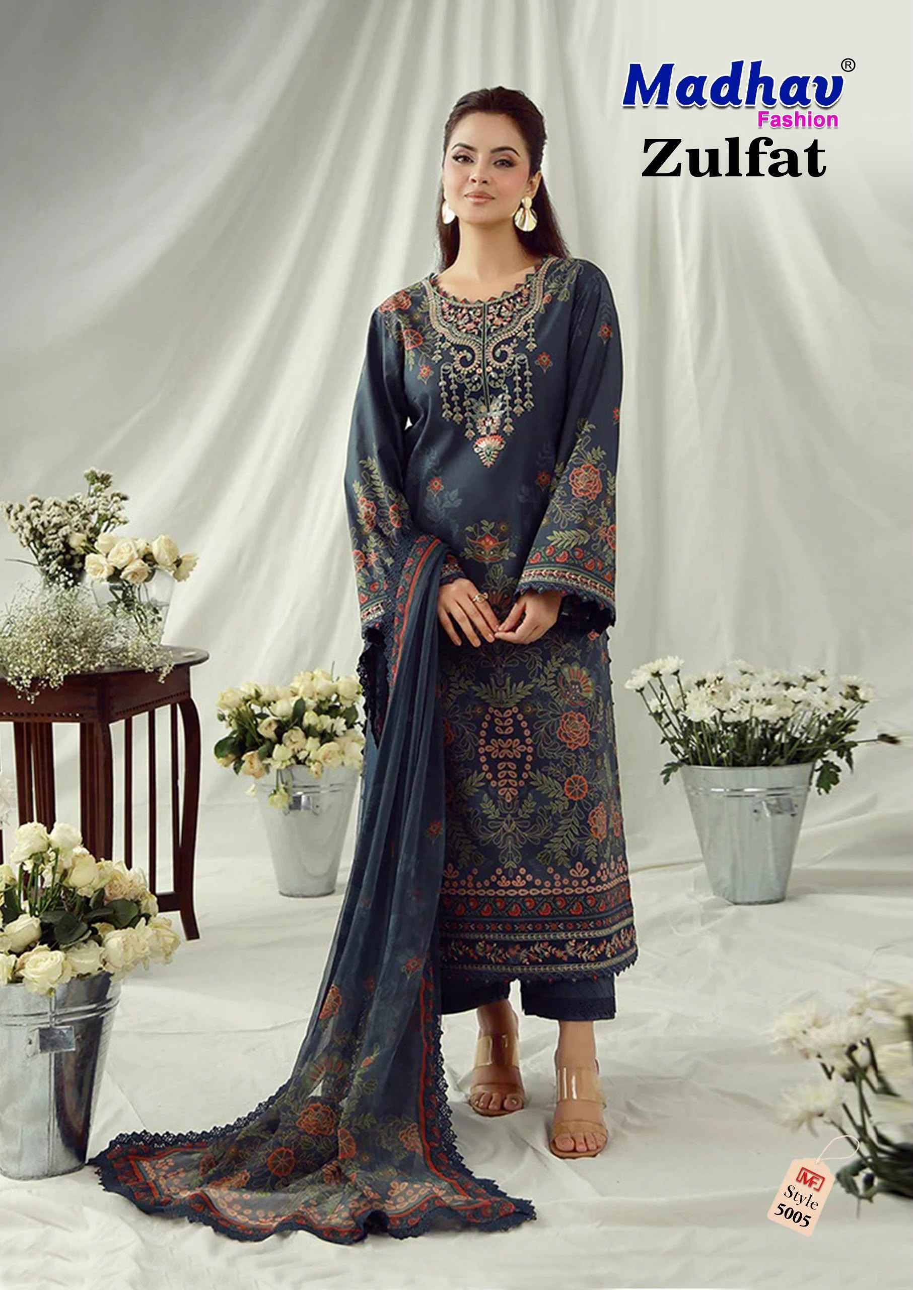 Madhav Fashion Zulfat Vol 5 Lawn Cotton Dress Material 6 pcs Catalog