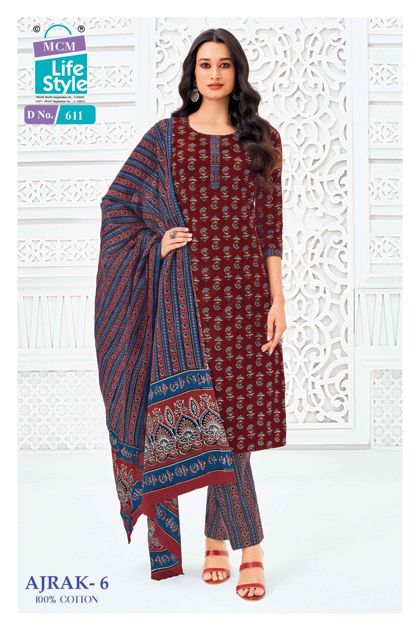 MCM LIFESTYLE AJRAK VOL 6 COTTON PRINT READY MADE LADIES SUIT 10 PCS CATALOG 