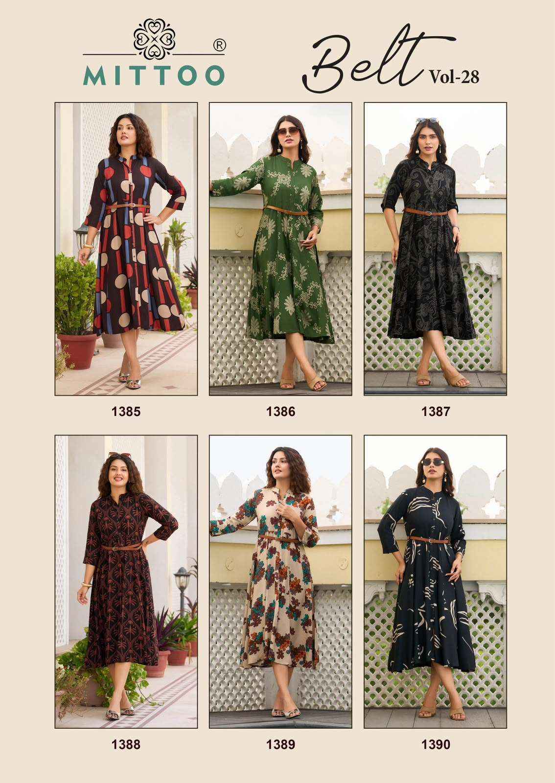 Mittoo Fashion Belt Vol 28 Reyon Kurti At Wholesale Price 6 Pcs Catalog