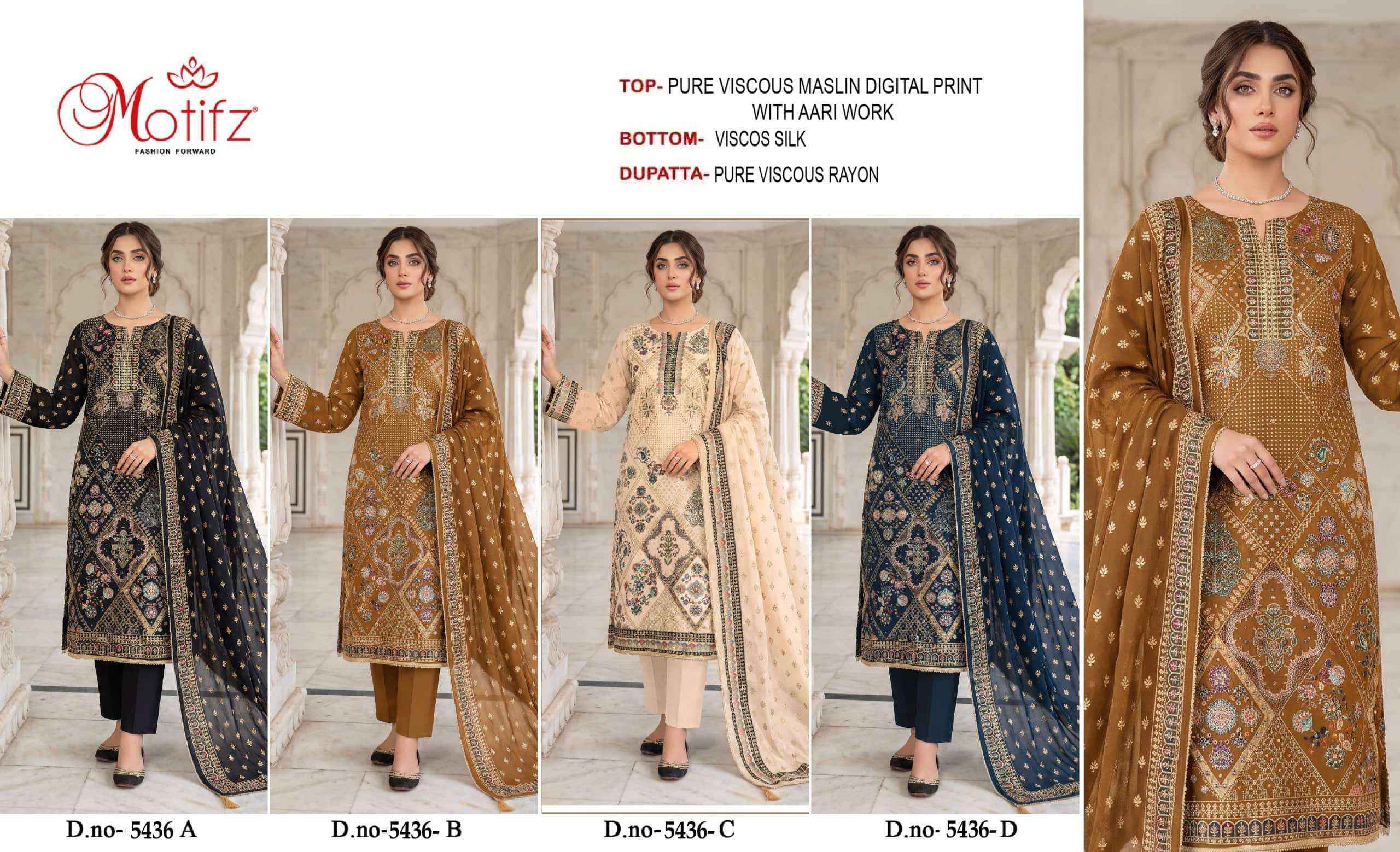Motifz D 5436 Abcd Pakistani Salwar Kameez 4 Pcs Catalog