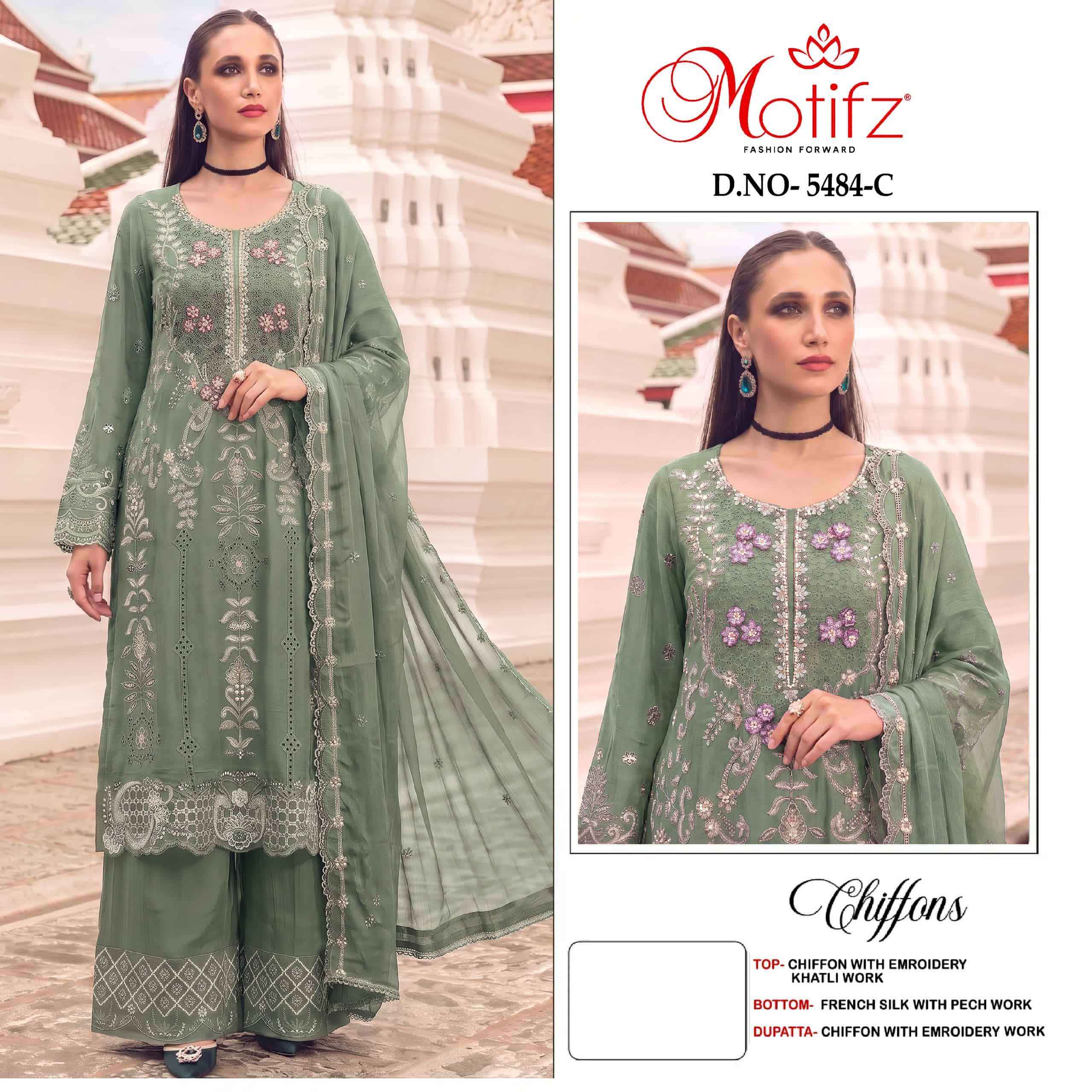 Motifz D 5484 Abcd Pakistani Designer Suit Catalog 4 Pcs Catalogue
