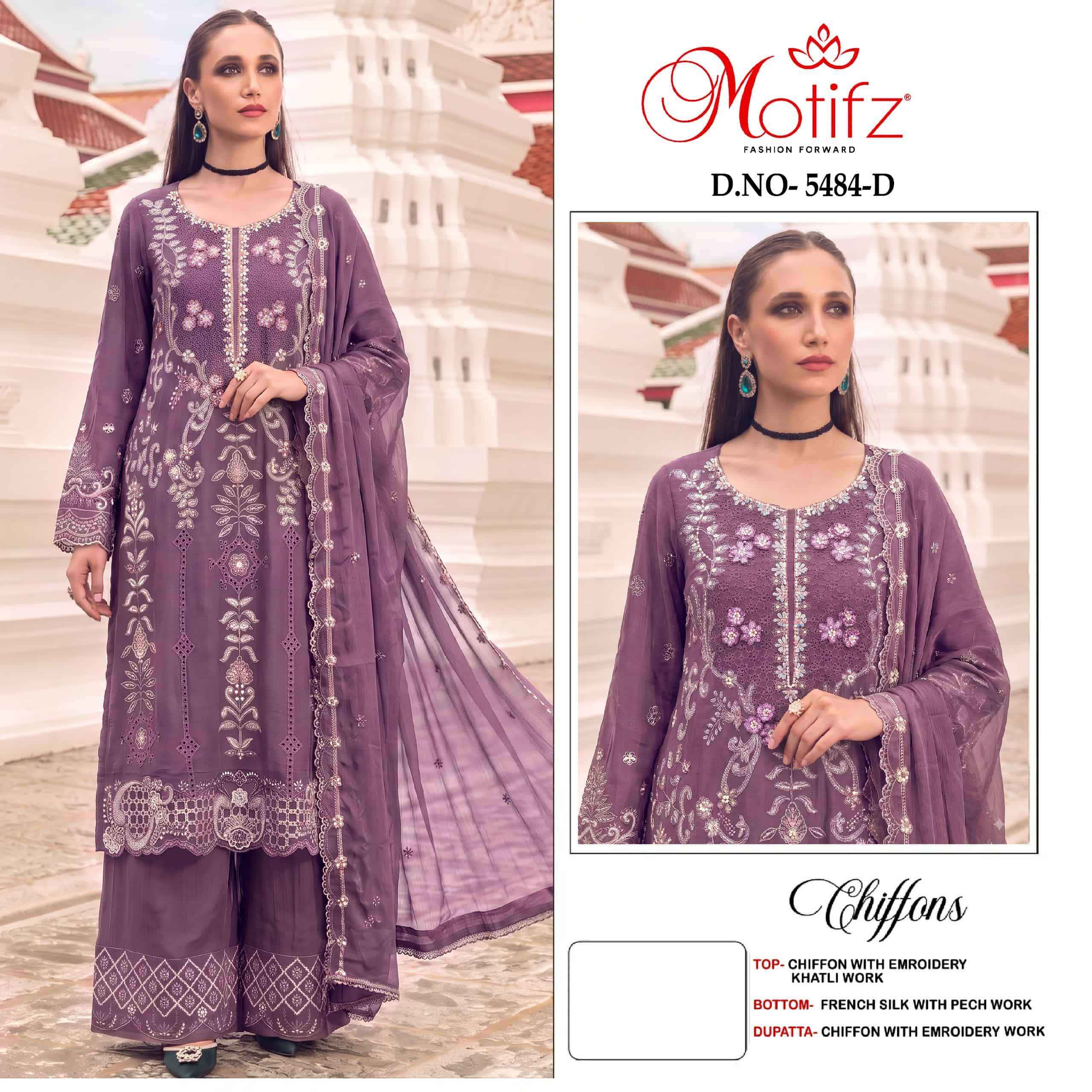 Motifz D 5484 Abcd Pakistani Designer Suit Catalog 4 Pcs Catalogue