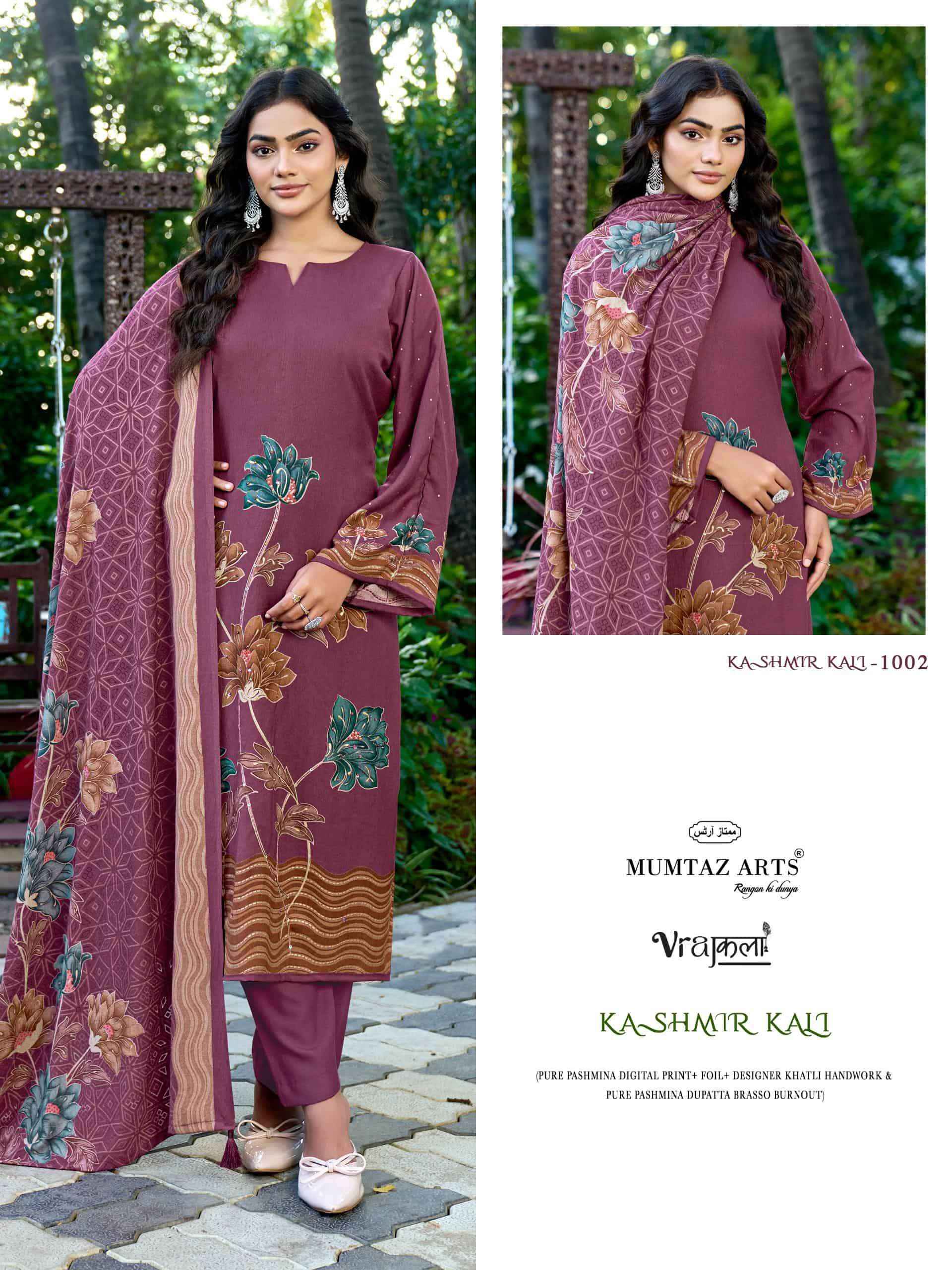 Mumtaz Arts Kashmir Kali Digital Printed Pure Pashmina Winter Suit 4 Pcs Catalog 