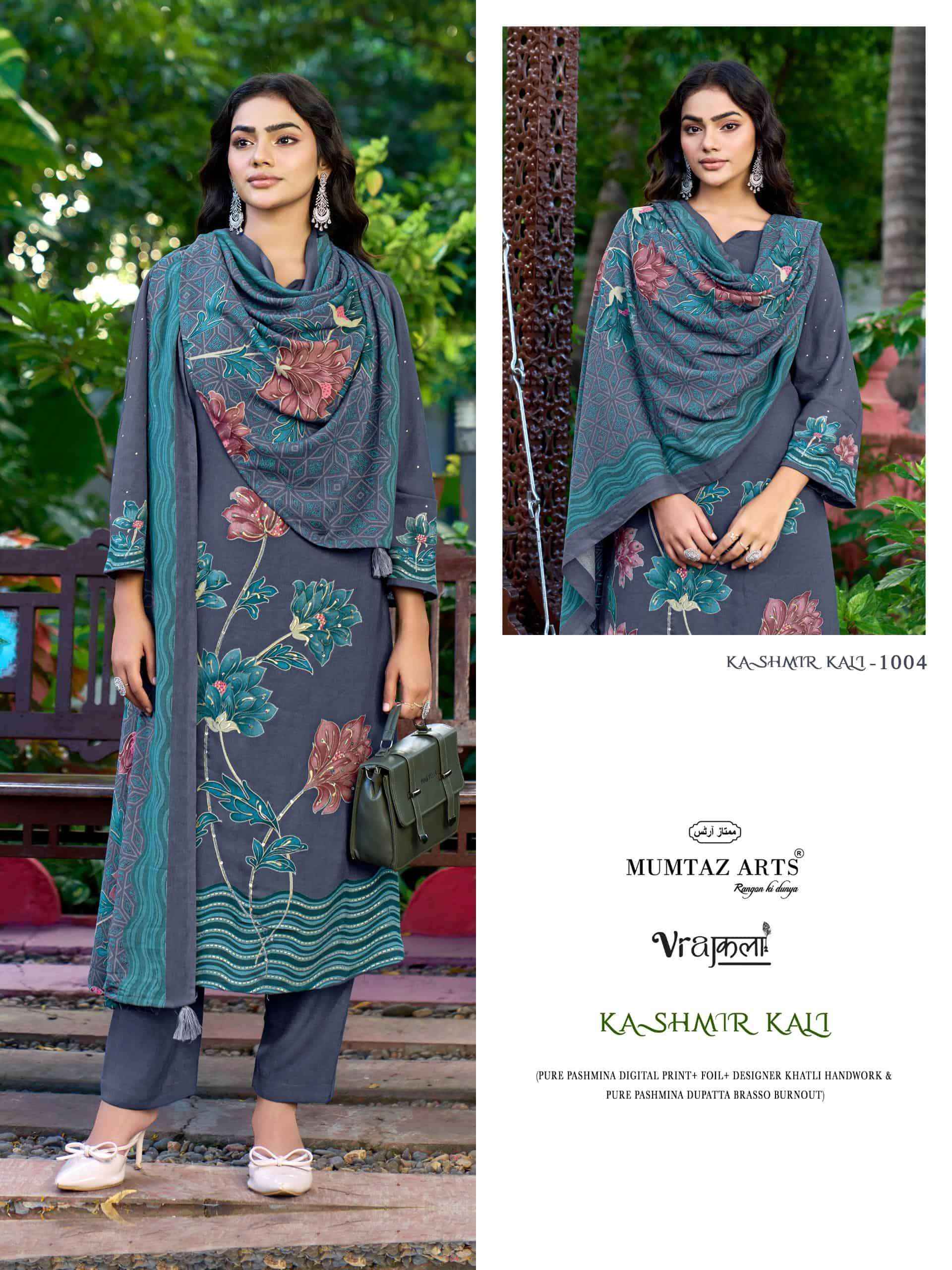 Mumtaz Arts Kashmir Kali Digital Printed Pure Pashmina Winter Suit 4 Pcs Catalog 
