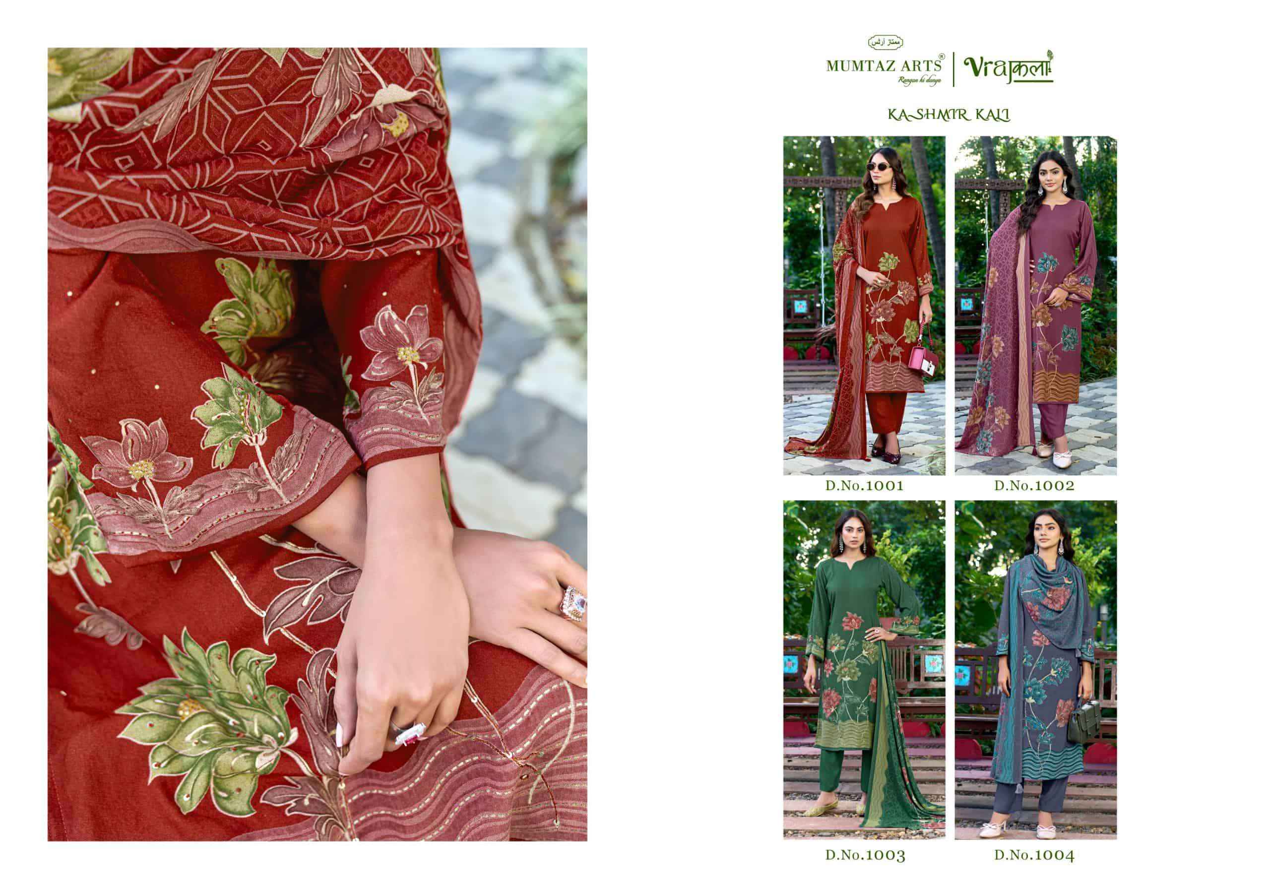 Mumtaz Arts Kashmir Kali Digital Printed Pure Pashmina Winter Suit 4 Pcs Catalog 