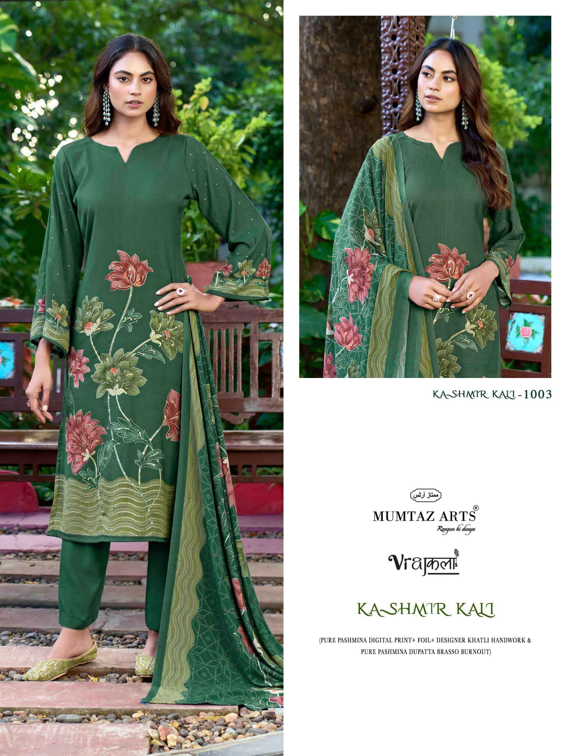 Mumtaz Arts Kashmir Kali Digital Printed Pure Pashmina Winter Suit 4 Pcs Catalog 