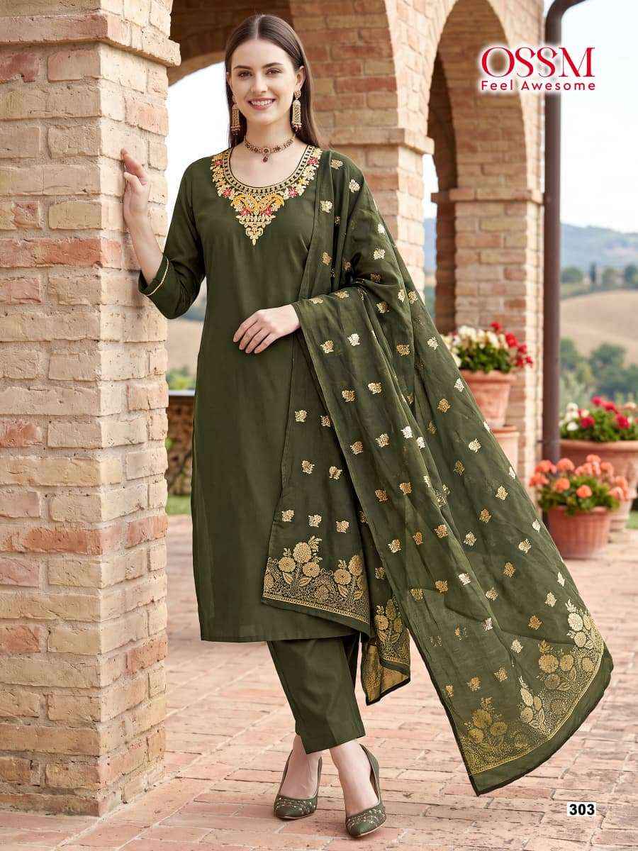 Ossm Nargis Vol 3 Premium Style Kurti Bottom Dupatta 6 Set Wholesalers