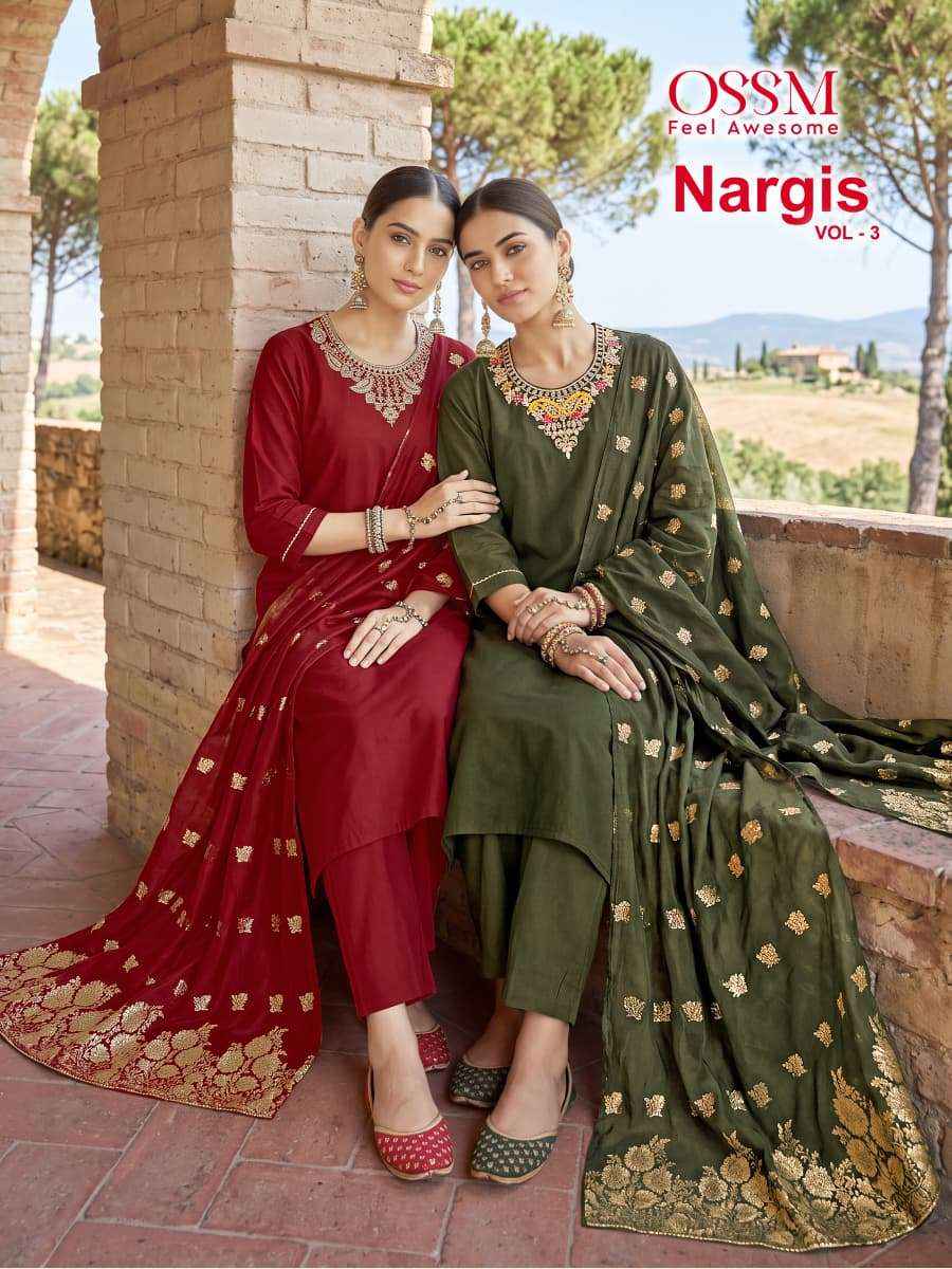 Ossm Nargis Vol 3 Premium Style Kurti Bottom Dupatta 6 Set Wholesalers