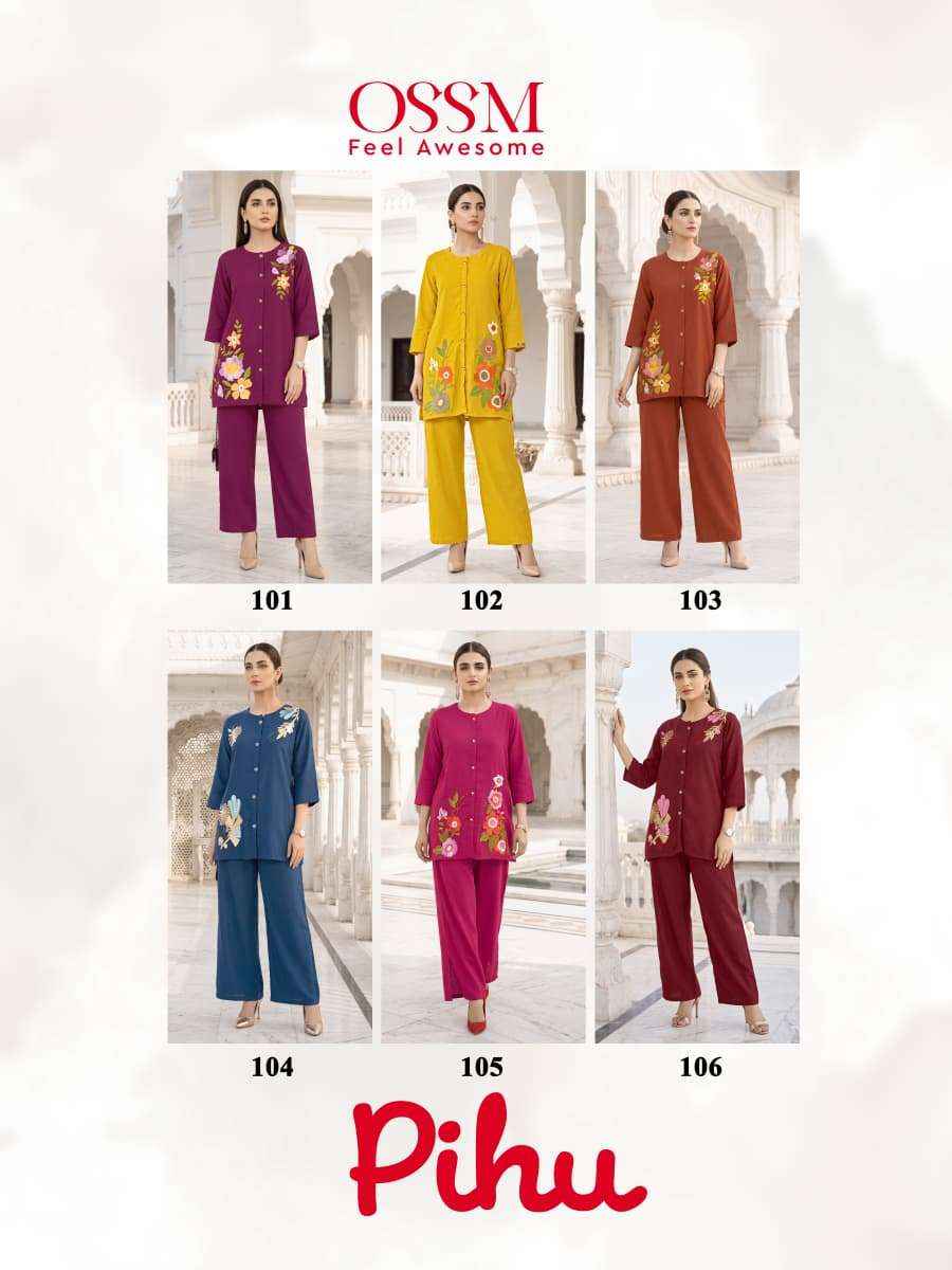 Ossm Pihu Premium Designs Cord Set Wholesale Price 6 Pcs Catalogue