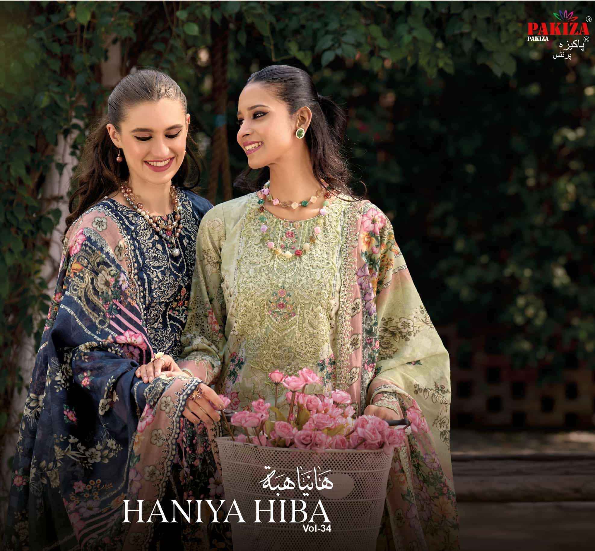 Pakiza Prints Haniya Hiba Vol 34 Pakistani Dress Material 10 Pcs Catalogue