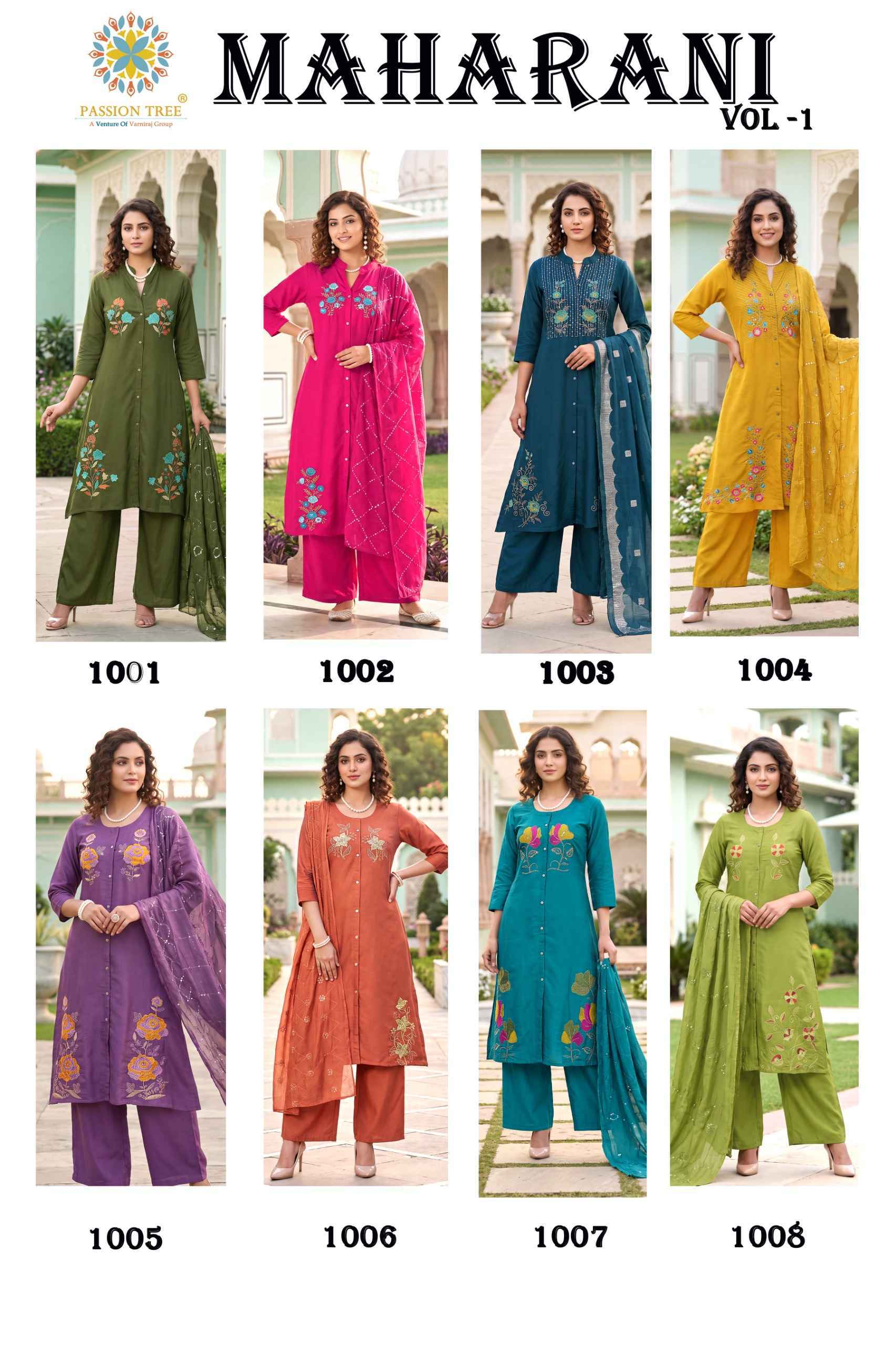 Passion Tree Maharani Vol 1 Roman Silk Kurti Combo 8 Pcs Set 