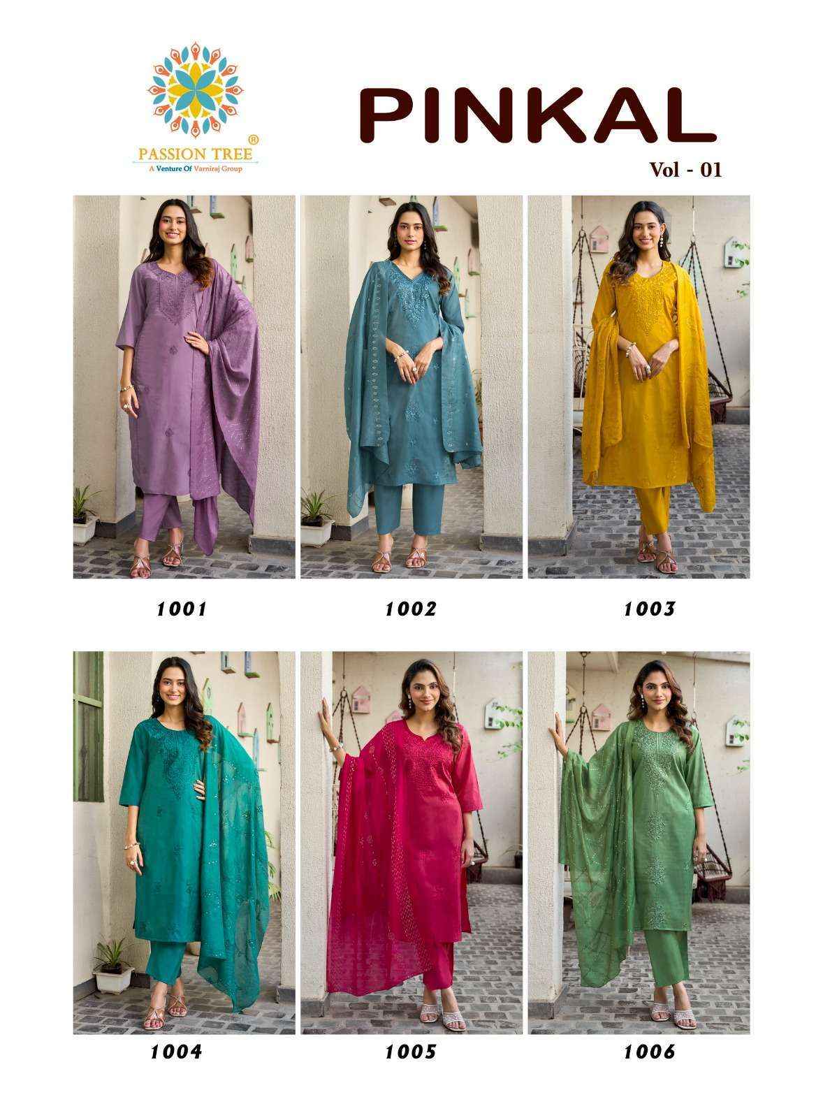 PASSION TREE PINKAL VOL 1 SILK READYMADE SUITS 6 PCS SET