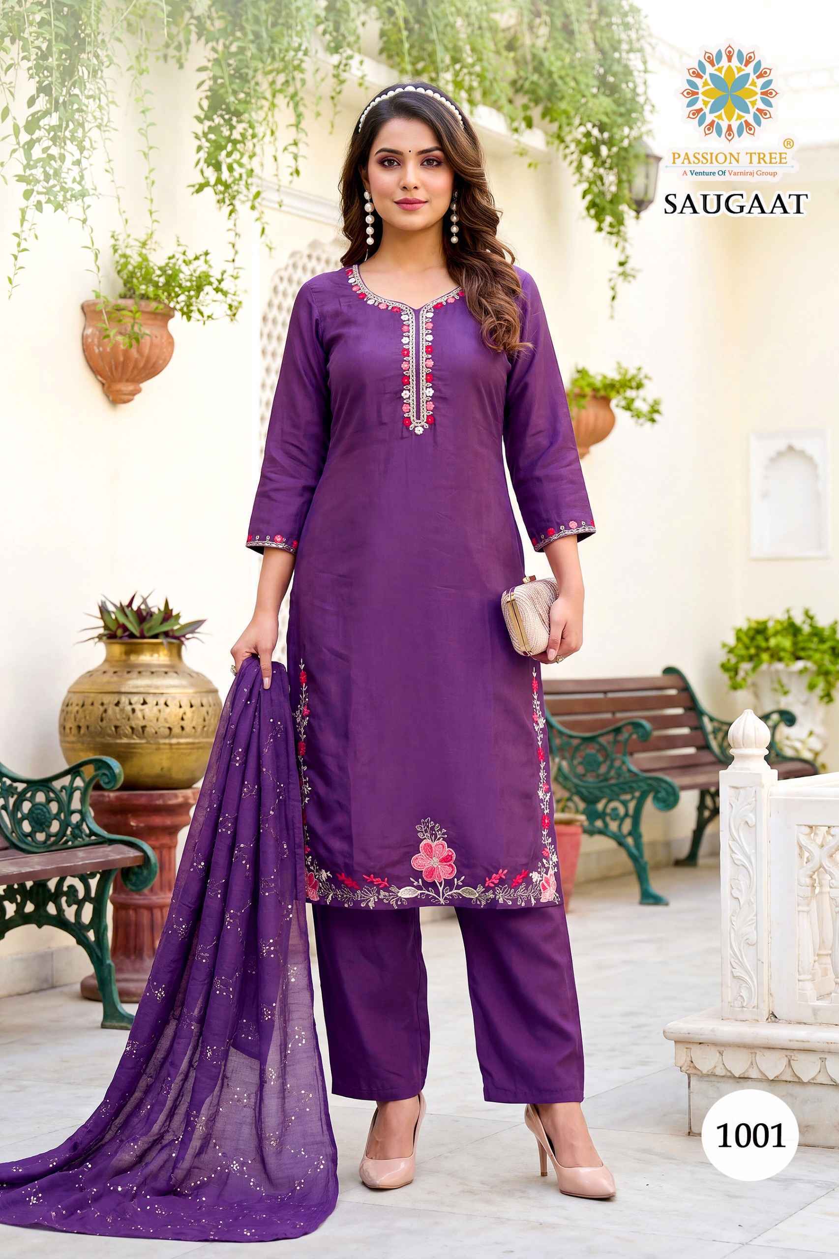 Passion Tree Saugaat Vol 1 Mal Chanderi Kurti 8 pcs Catalog