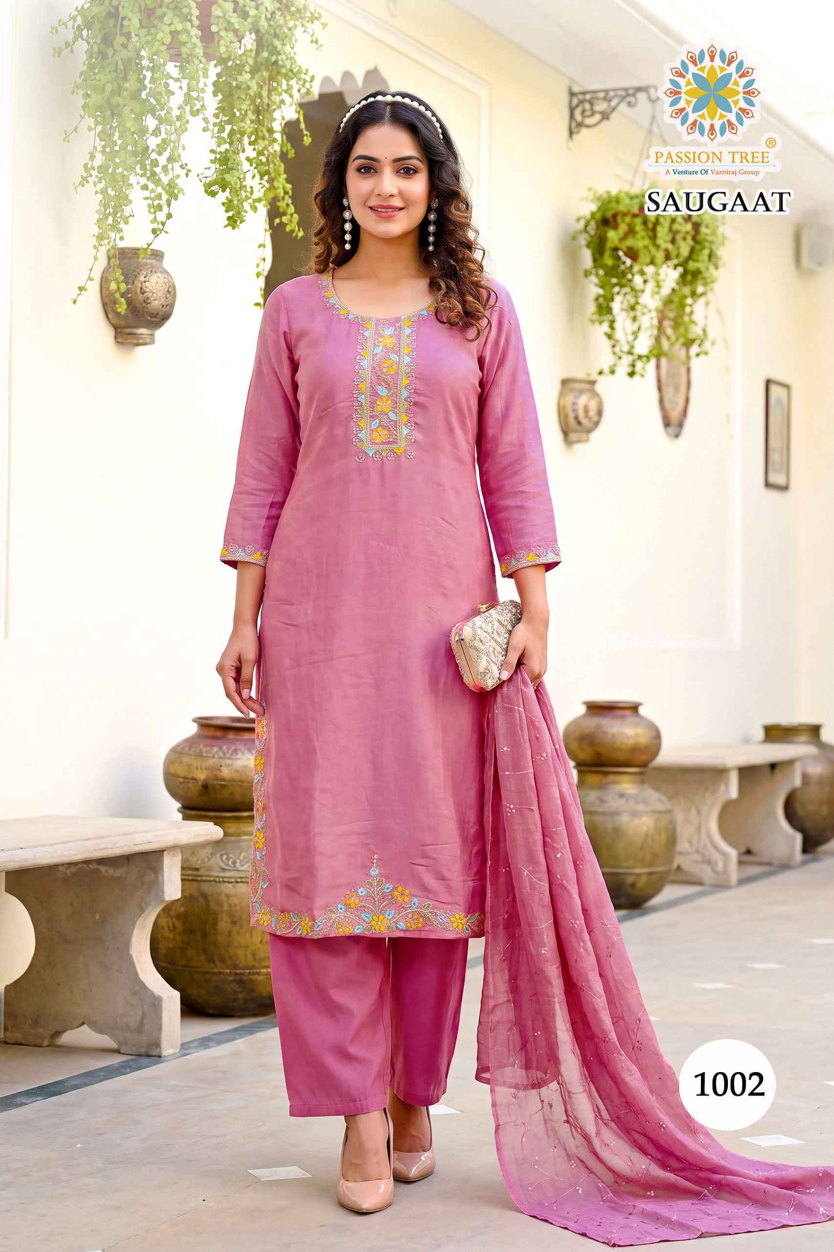 Passion Tree Saugaat Vol 1 Mal Chanderi Kurti 8 pcs Catalog