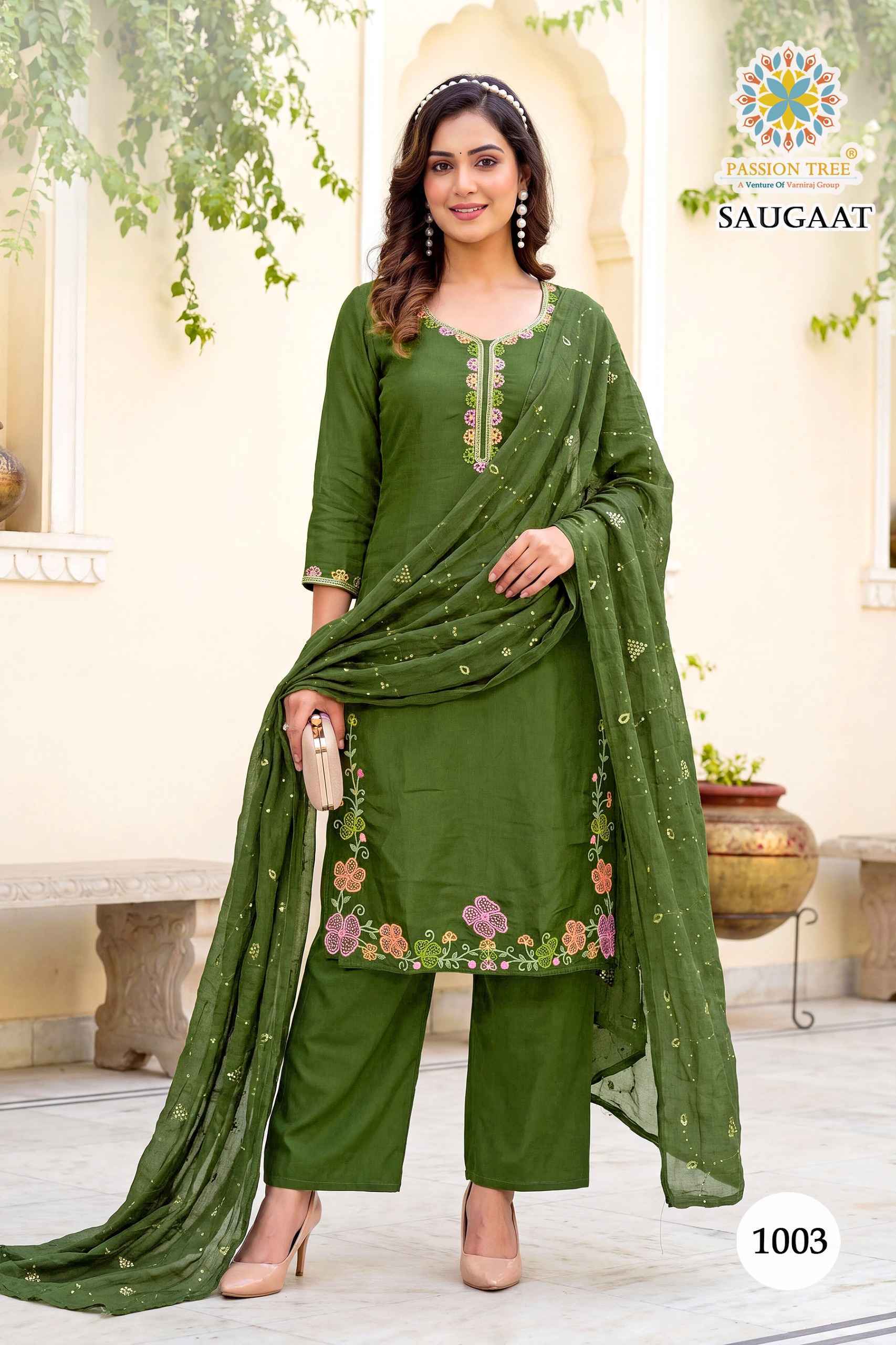 Passion Tree Saugaat Vol 1 Mal Chanderi Kurti 8 pcs Catalog