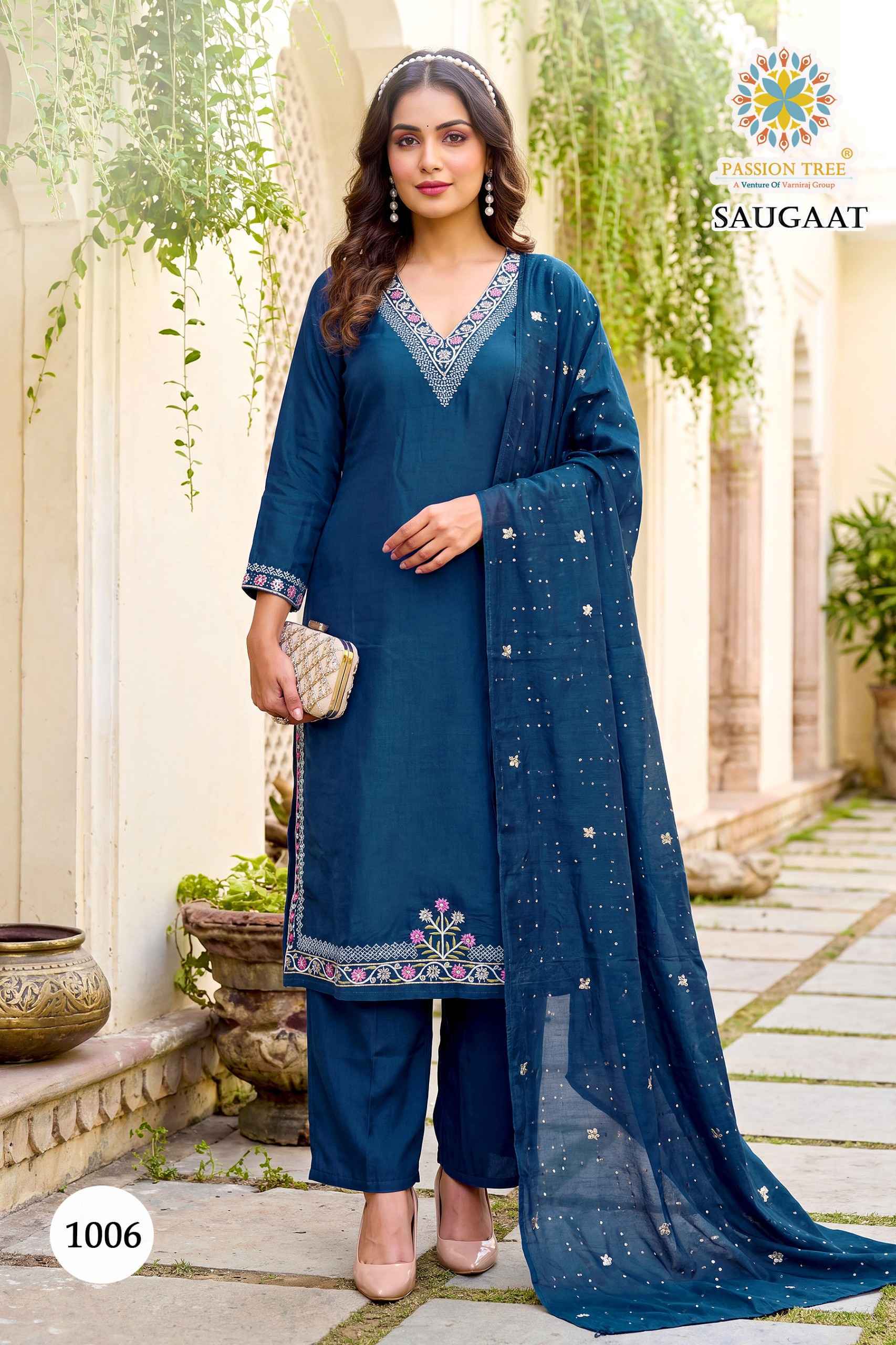 Passion Tree Saugaat Vol 1 Mal Chanderi Kurti 8 pcs Catalog