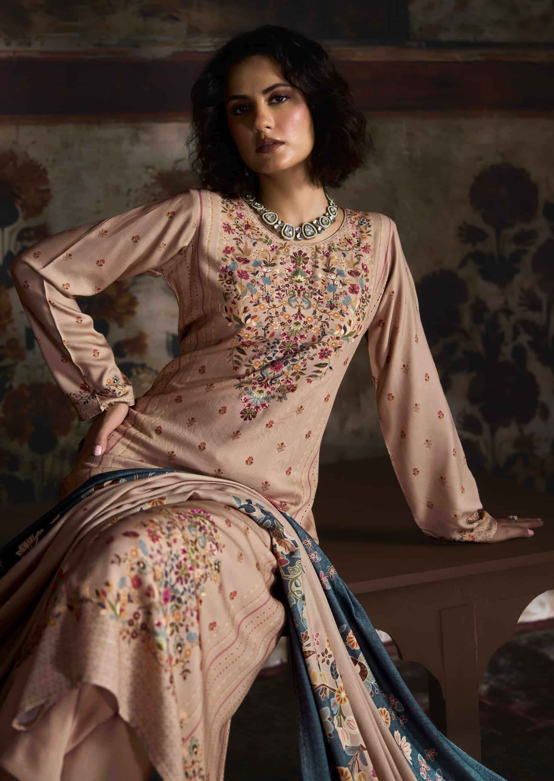 Prm Trendz Uzmaa Pashma Dress Material 6 Pcs Set