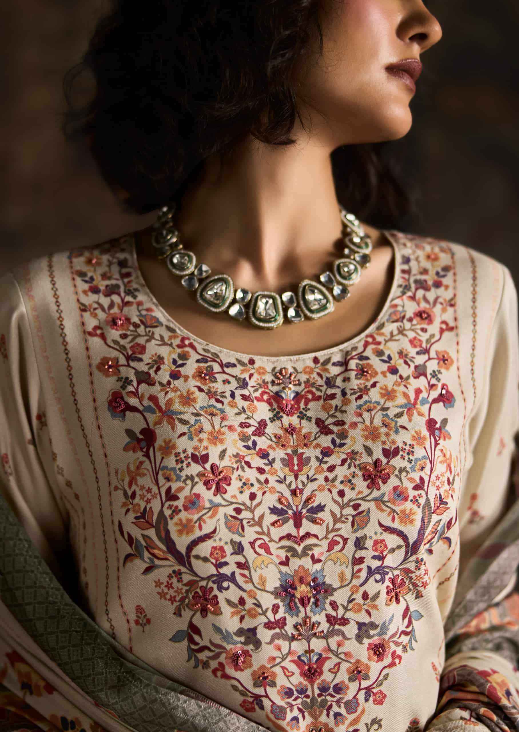 Prm Trendz Uzmaa Pashma Dress Material 6 Pcs Set