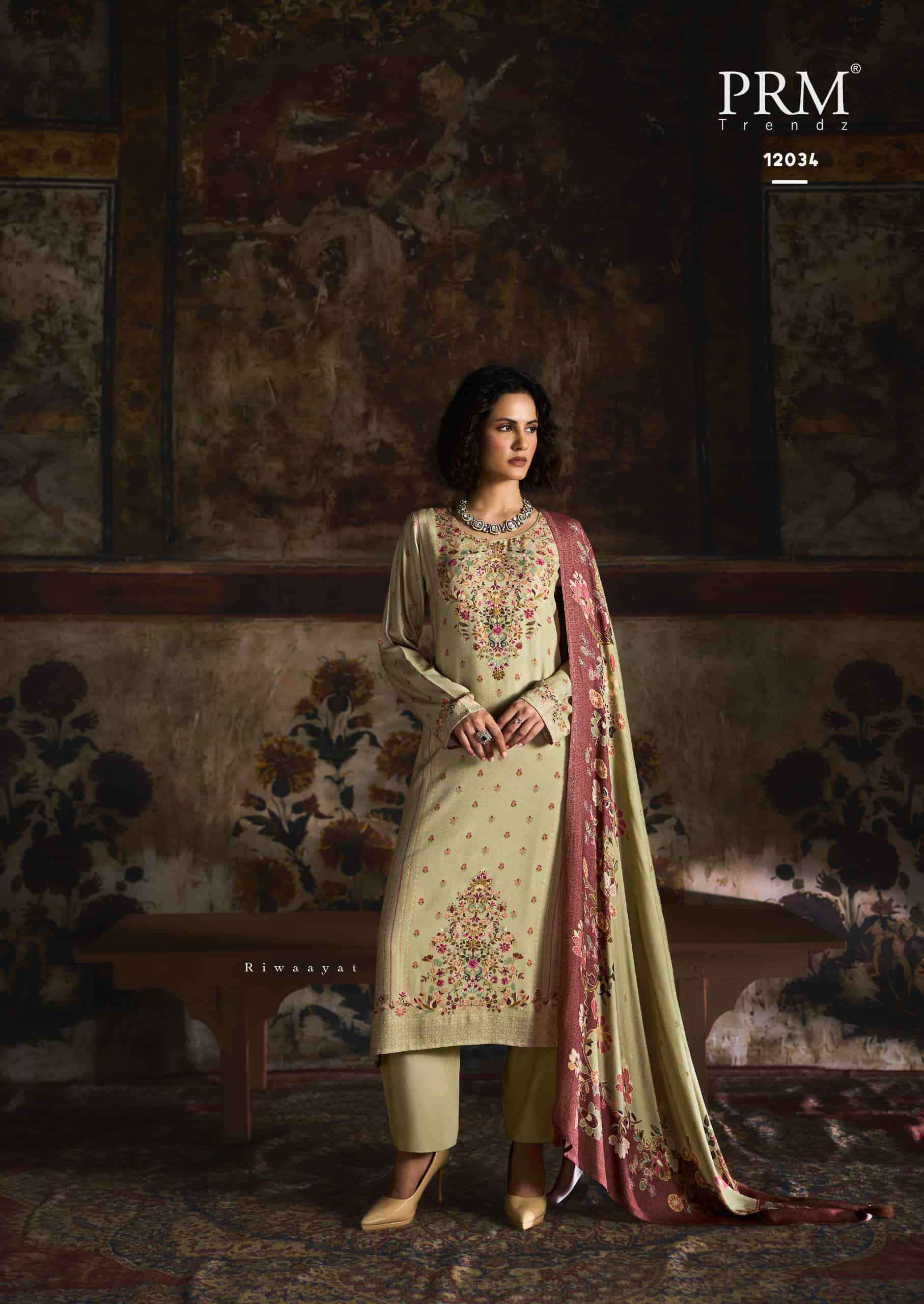 Prm Trendz Uzmaa Pashma Dress Material 6 Pcs Set