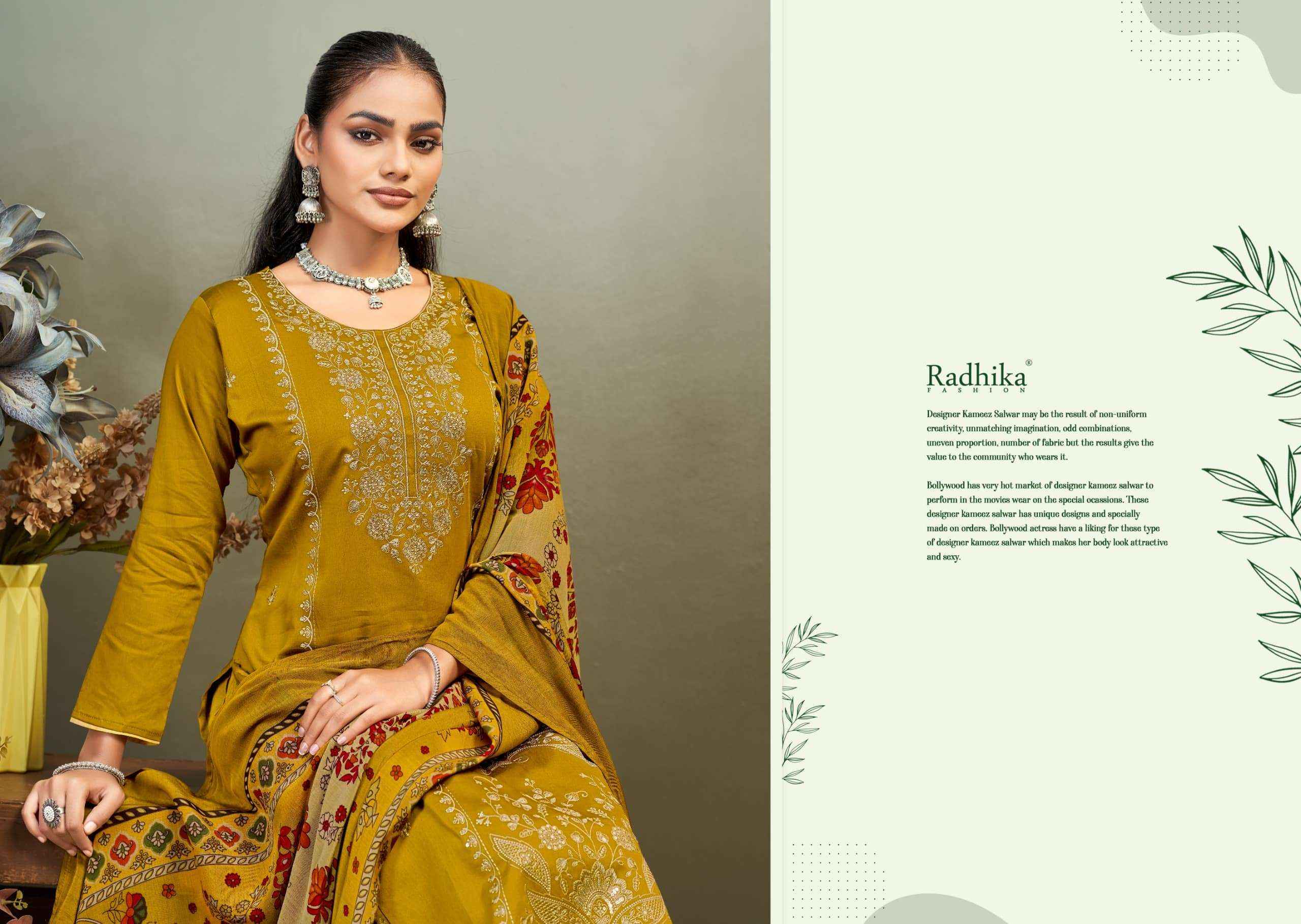 Radhika Azara Zaira Vol 1 Pure Zam Dress Material 6 Pcs Catalog
