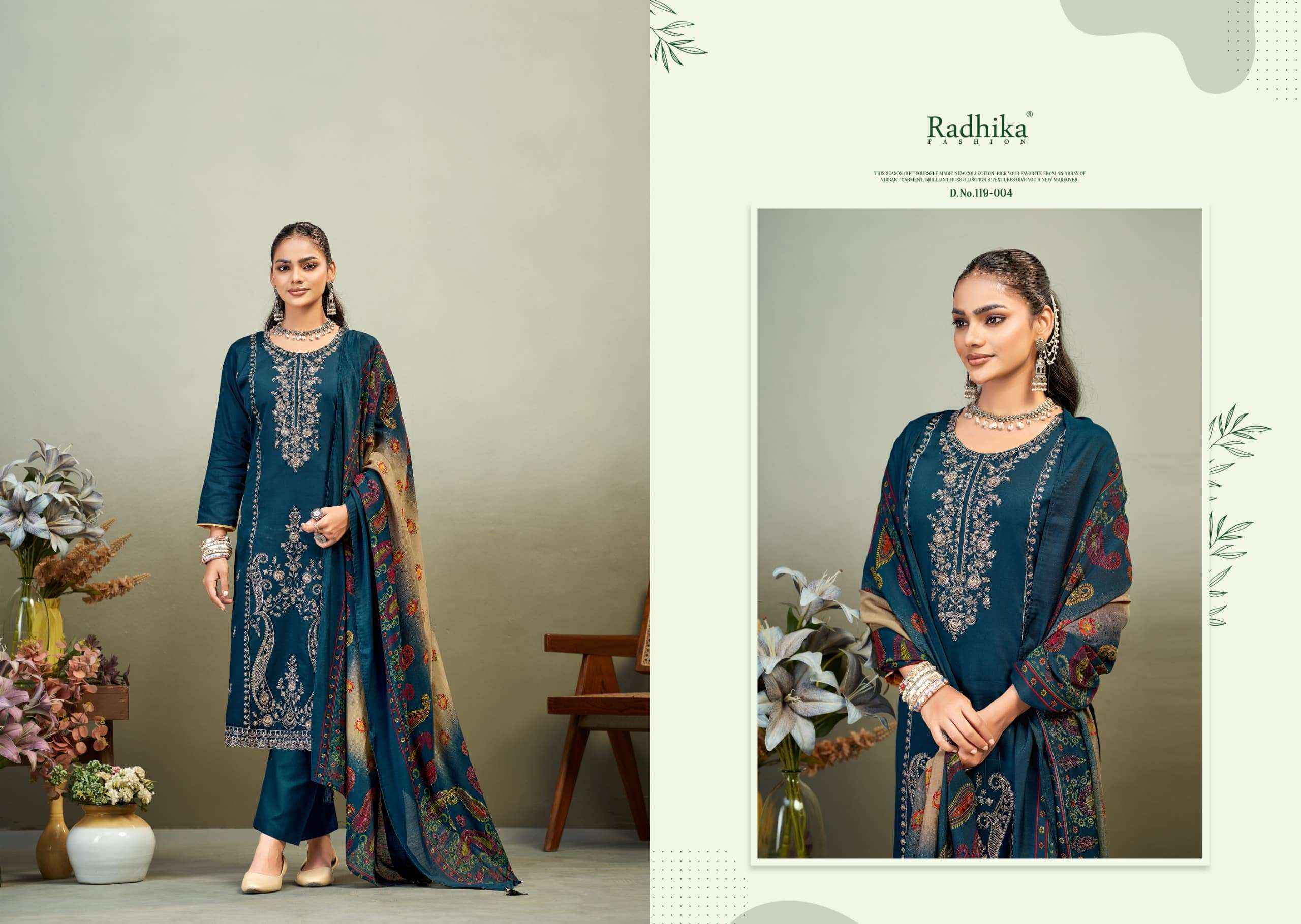 Radhika Azara Zaira Vol 1 Pure Zam Dress Material 6 Pcs Catalog