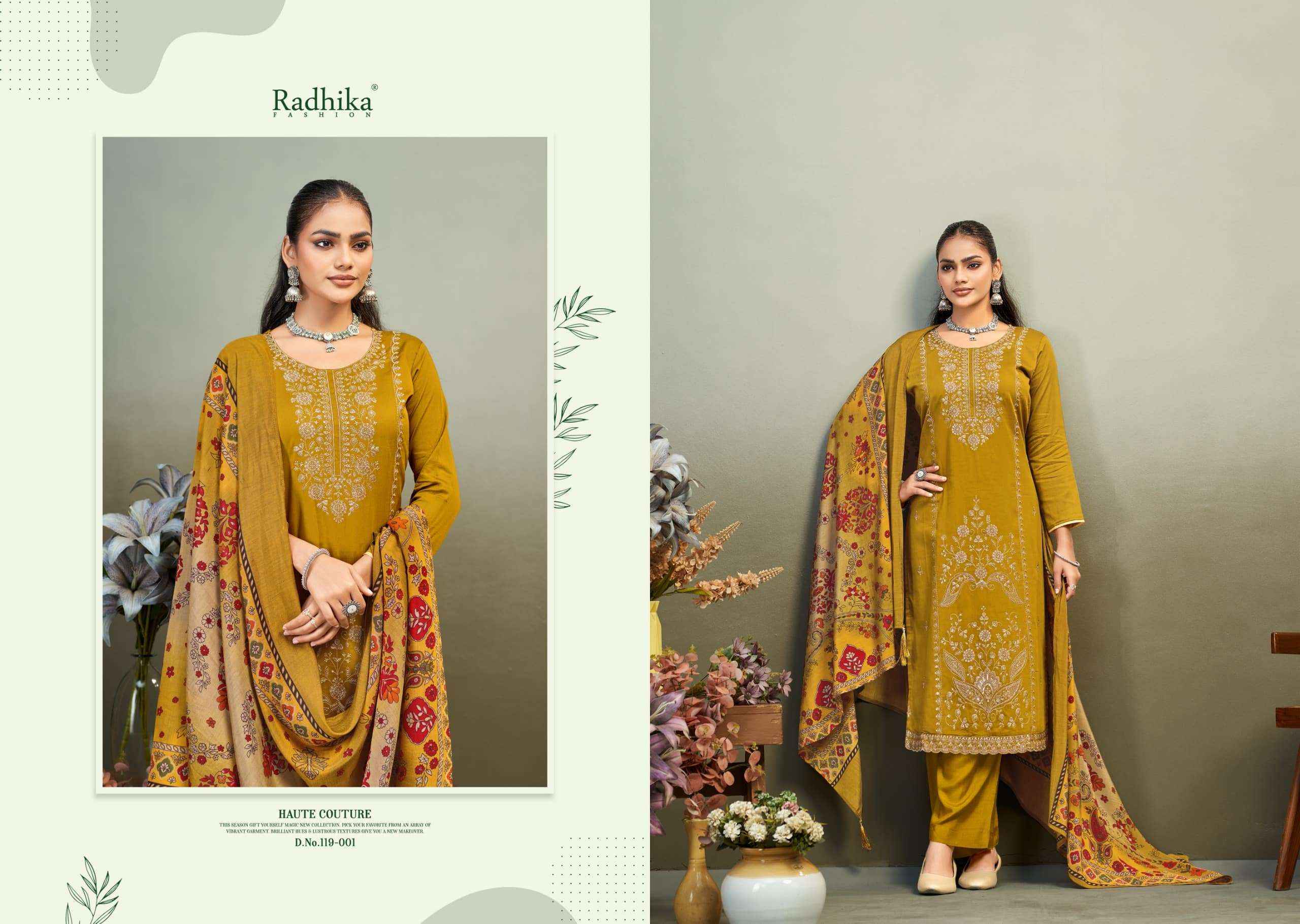 Radhika Azara Zaira Vol 1 Pure Zam Dress Material 6 Pcs Catalog