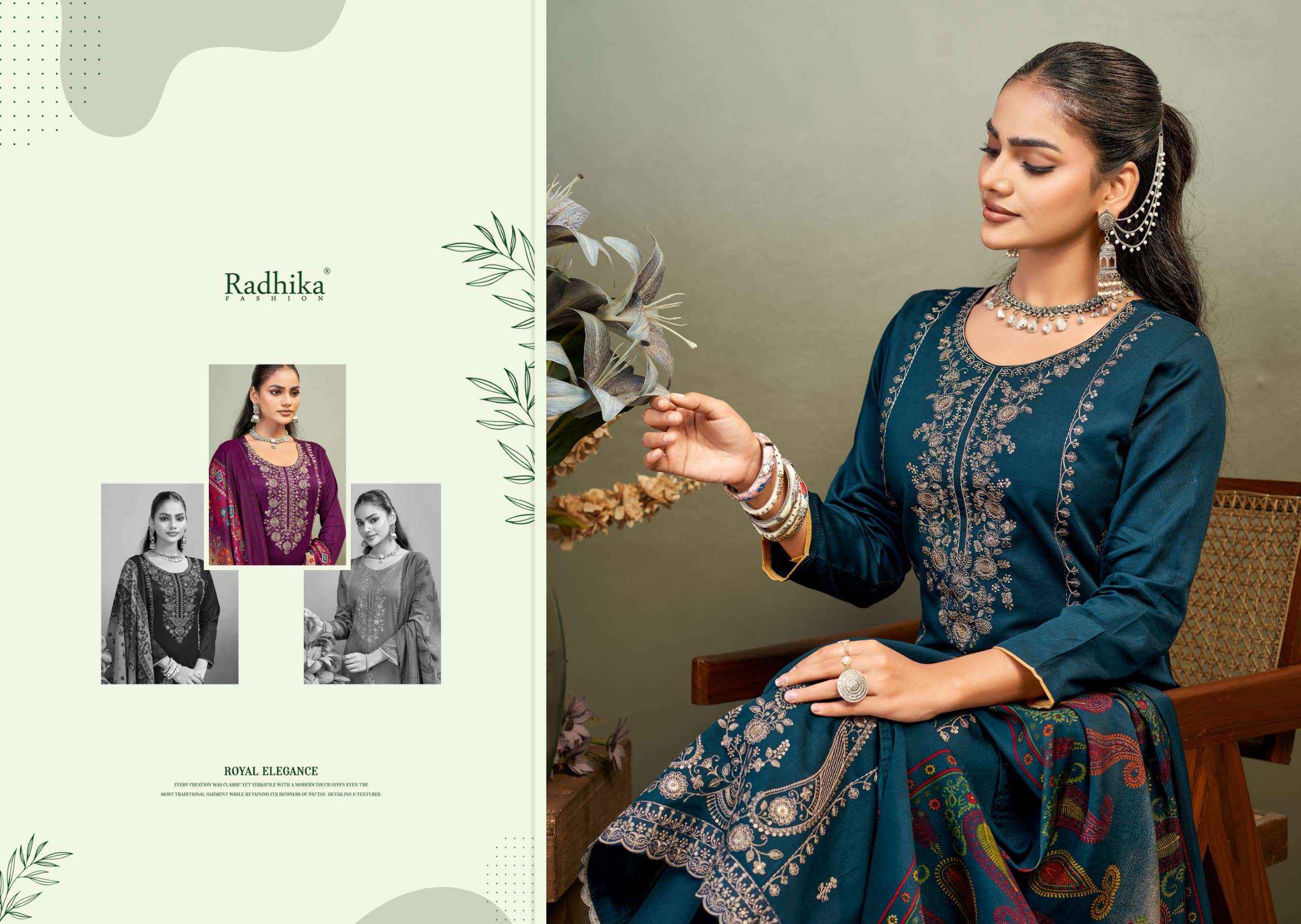 Radhika Azara Zaira Vol 1 Pure Zam Dress Material 6 Pcs Catalog