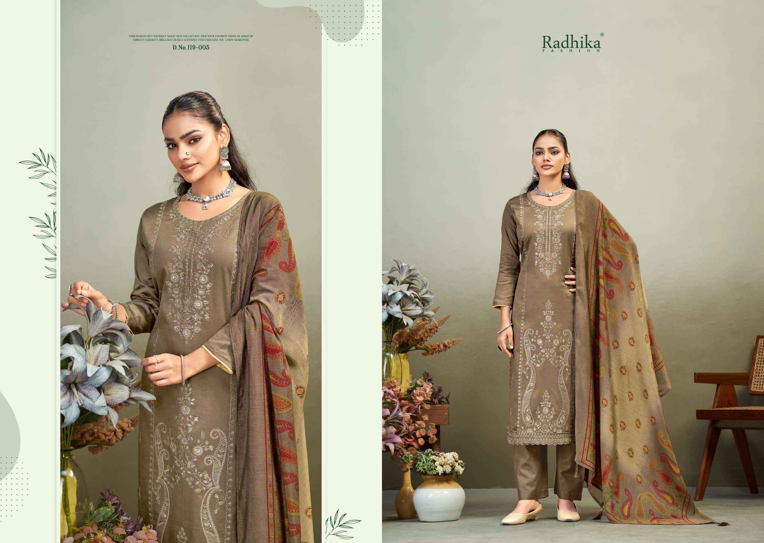 Radhika Azara Zaira Vol 1 Pure Zam Dress Material 6 Pcs Catalog