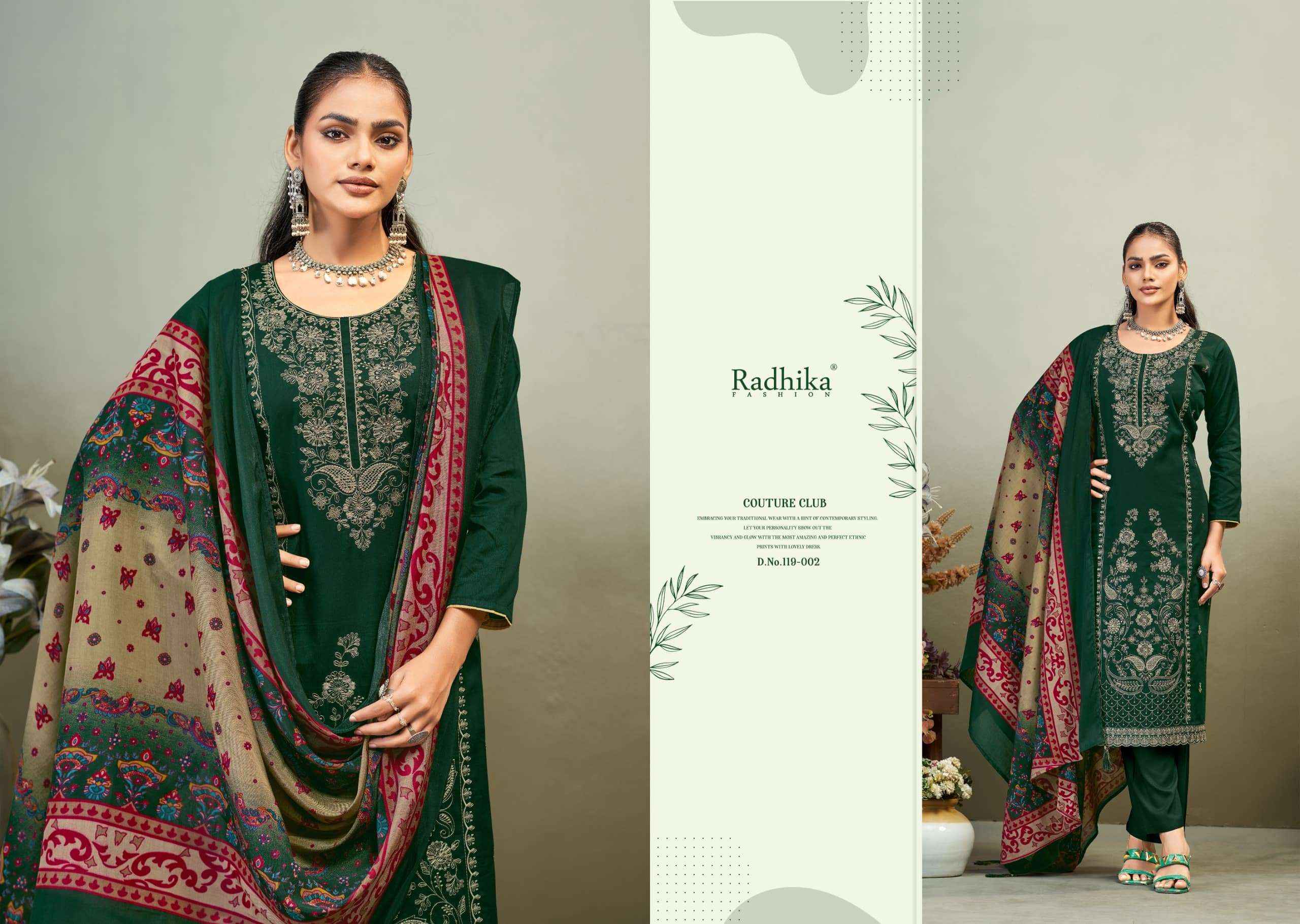 Radhika Azara Zaira Vol 1 Pure Zam Dress Material 6 Pcs Catalog