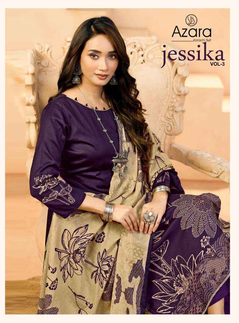 RADHIKA FASHION AZARA JESSIKA 3 JAM COTTON SALWAR SUITS 4 PCS CATALOGUE
