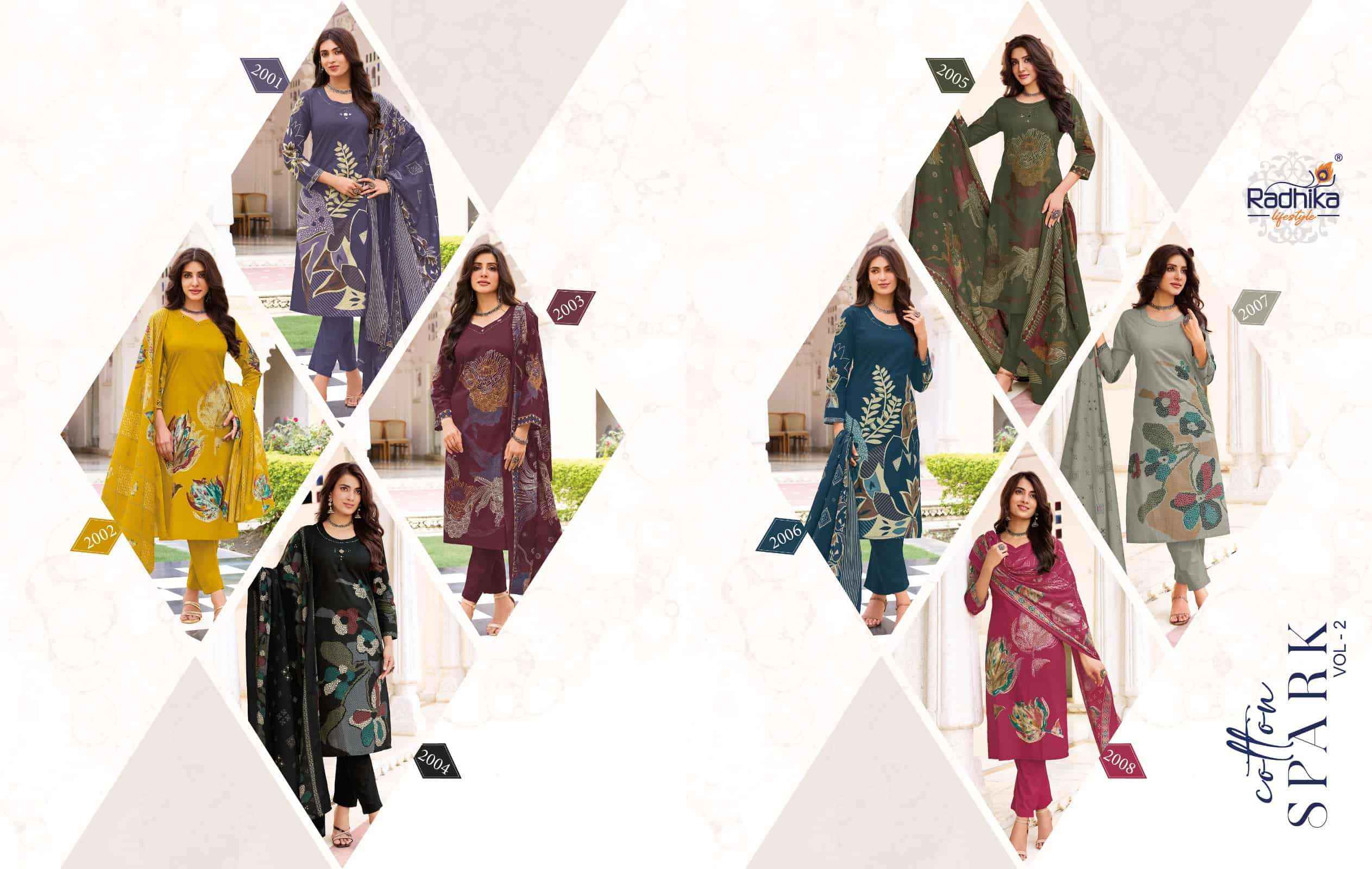 Radhika Lifestyle Cotton Spark Vol 2 Exclusive Cotton 3 Pec Sets 8 Pcs Catalog 