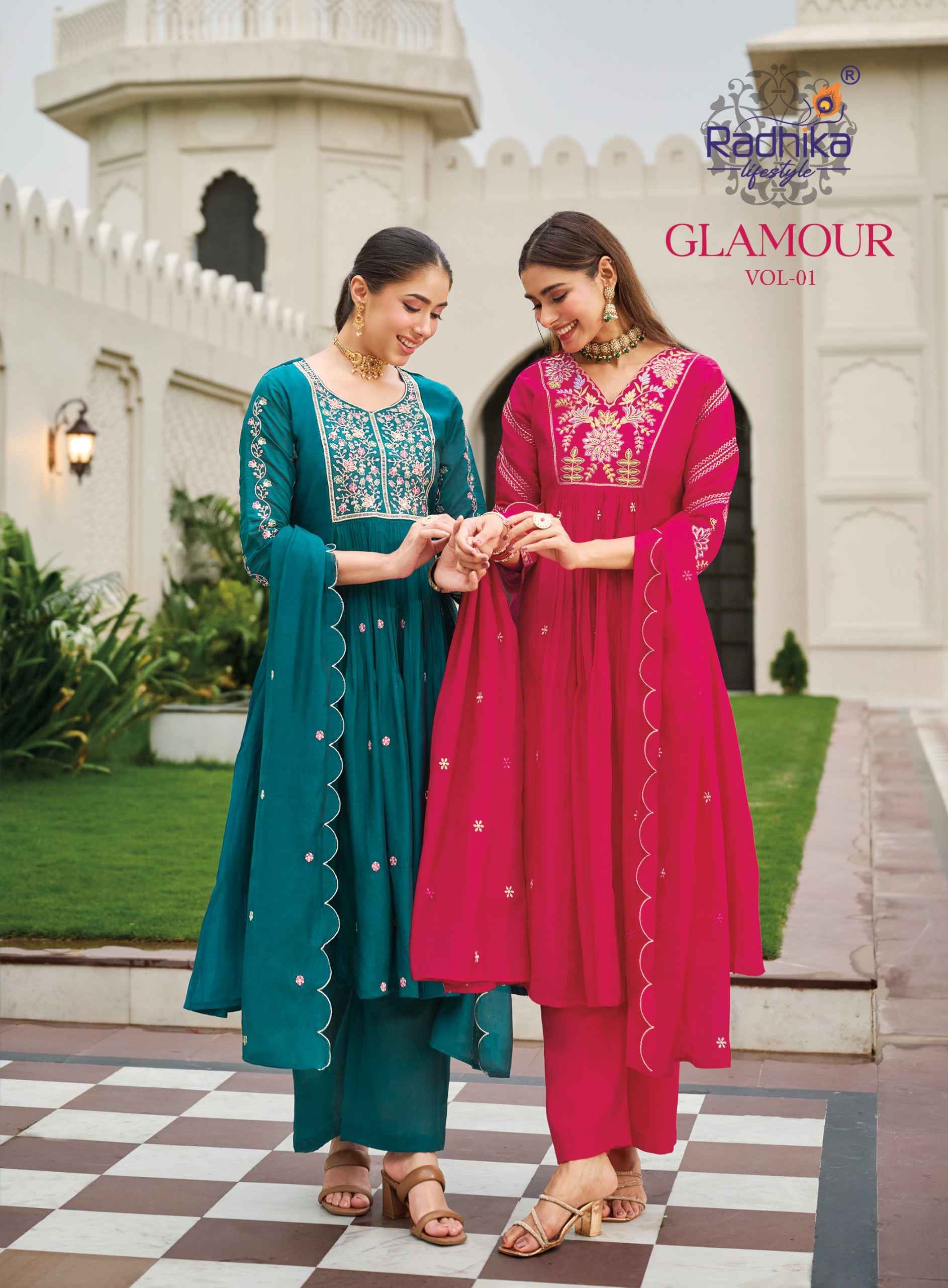 Radhika Lifestyle Glamour Vol 1 Mul Chanderi Kurti Combo 6 pcs Catalog