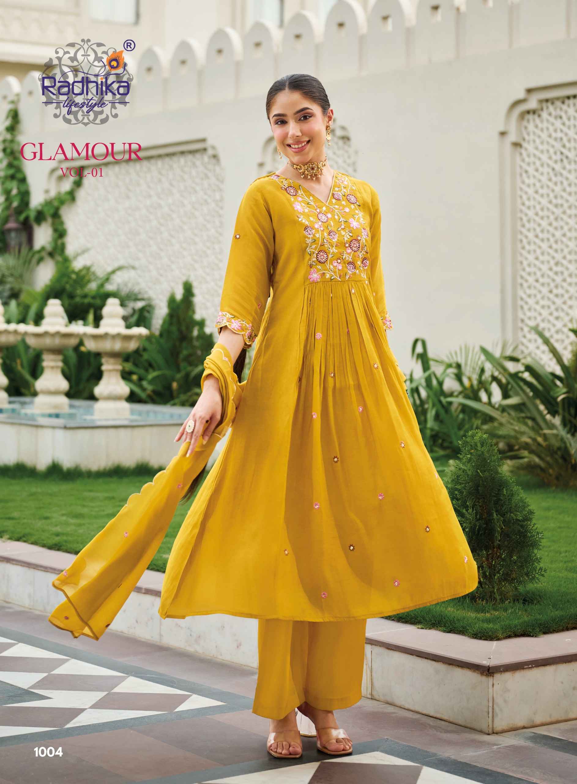 Radhika Lifestyle Glamour Vol 1 Mul Chanderi Kurti Combo 6 pcs Catalog