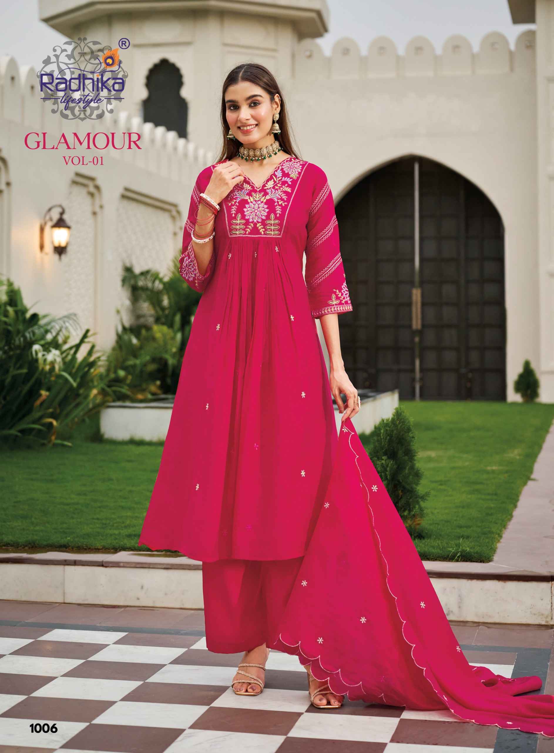 Radhika Lifestyle Glamour Vol 1 Mul Chanderi Kurti Combo 6 pcs Catalog