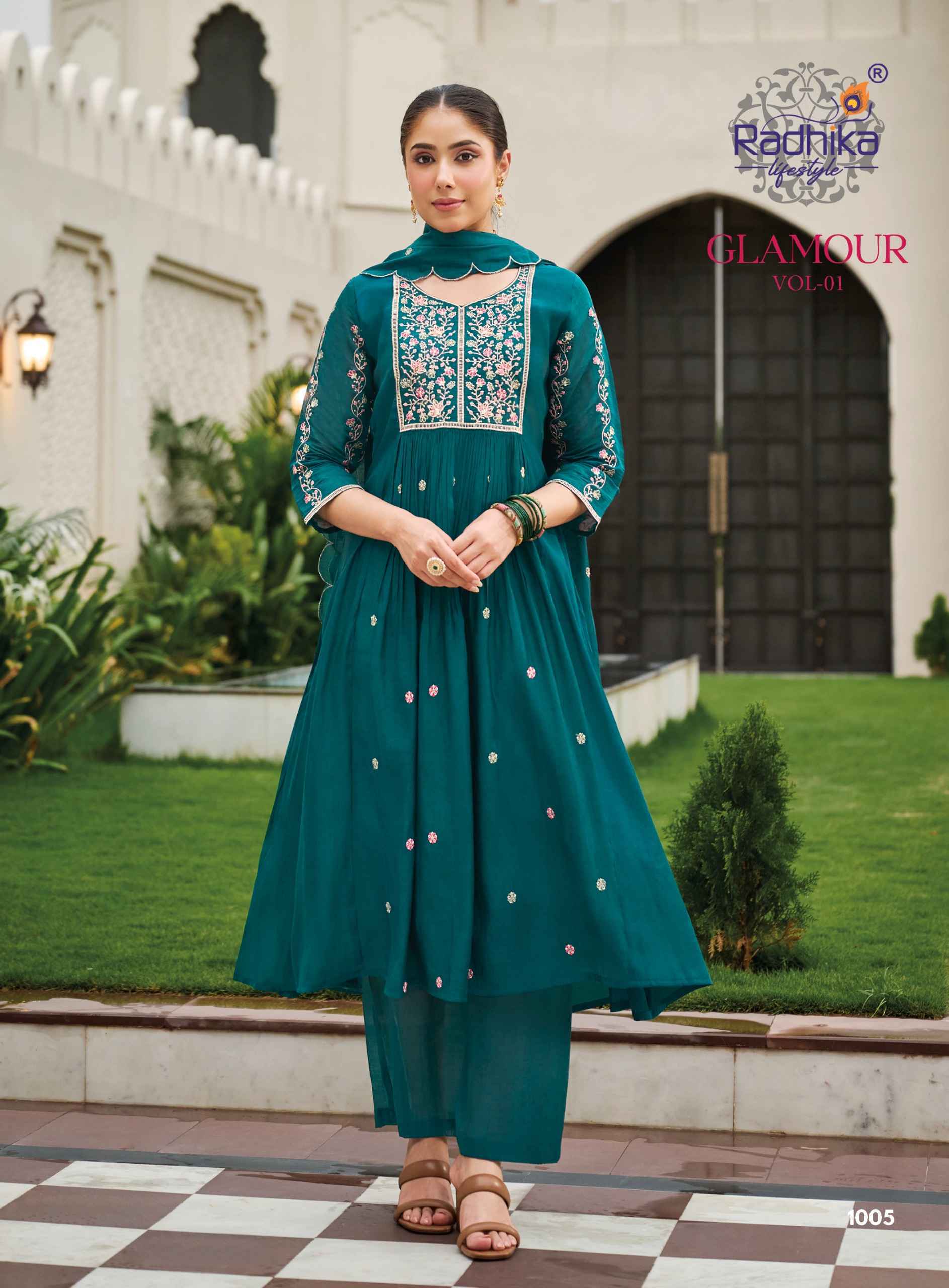 Radhika Lifestyle Glamour Vol 1 Mul Chanderi Kurti Combo 6 pcs Catalog