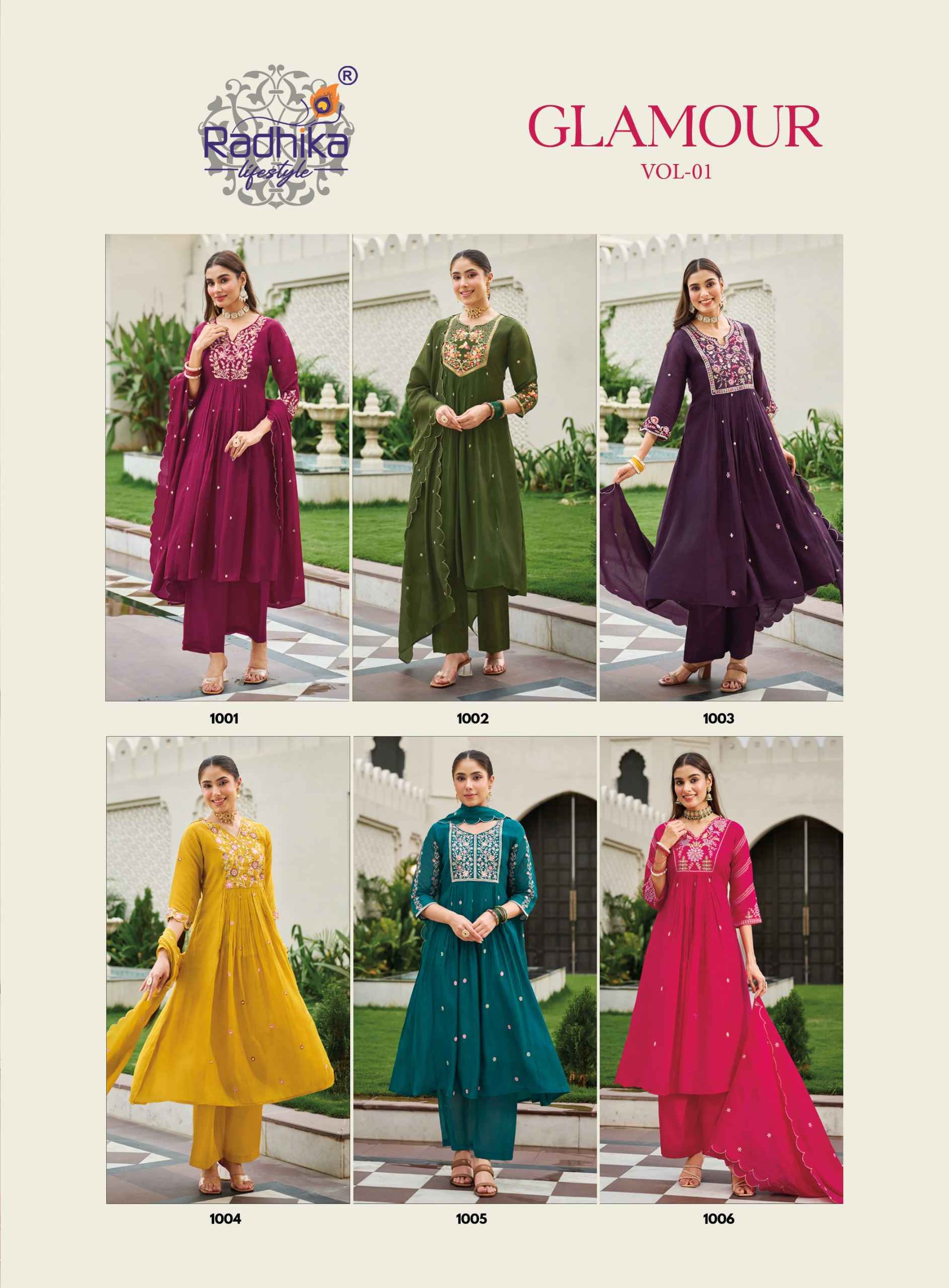 Radhika Lifestyle Glamour Vol 1 Mul Chanderi Kurti Combo 6 pcs Catalog