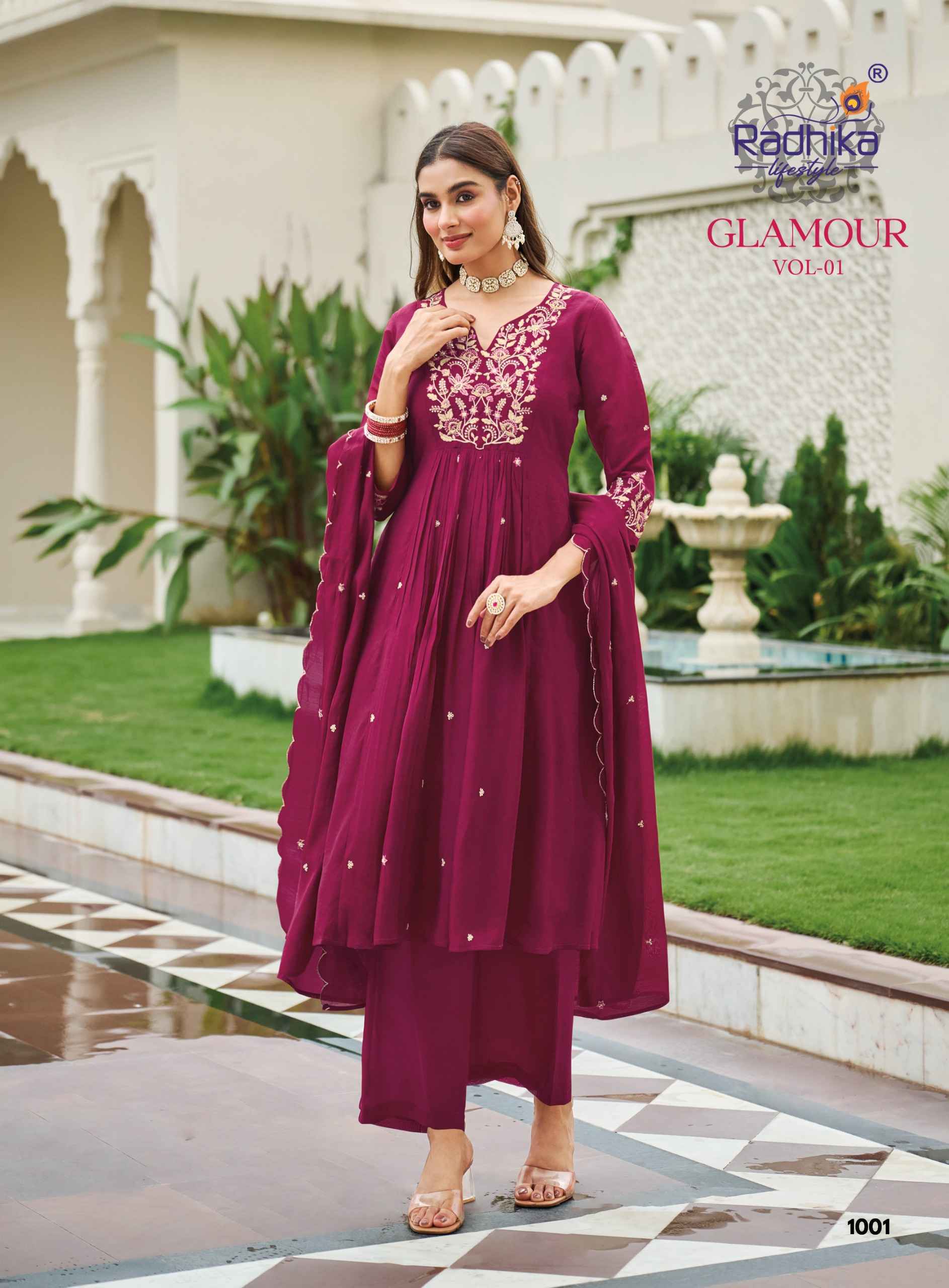 Radhika Lifestyle Glamour Vol 1 Mul Chanderi Kurti Combo 6 pcs Catalog