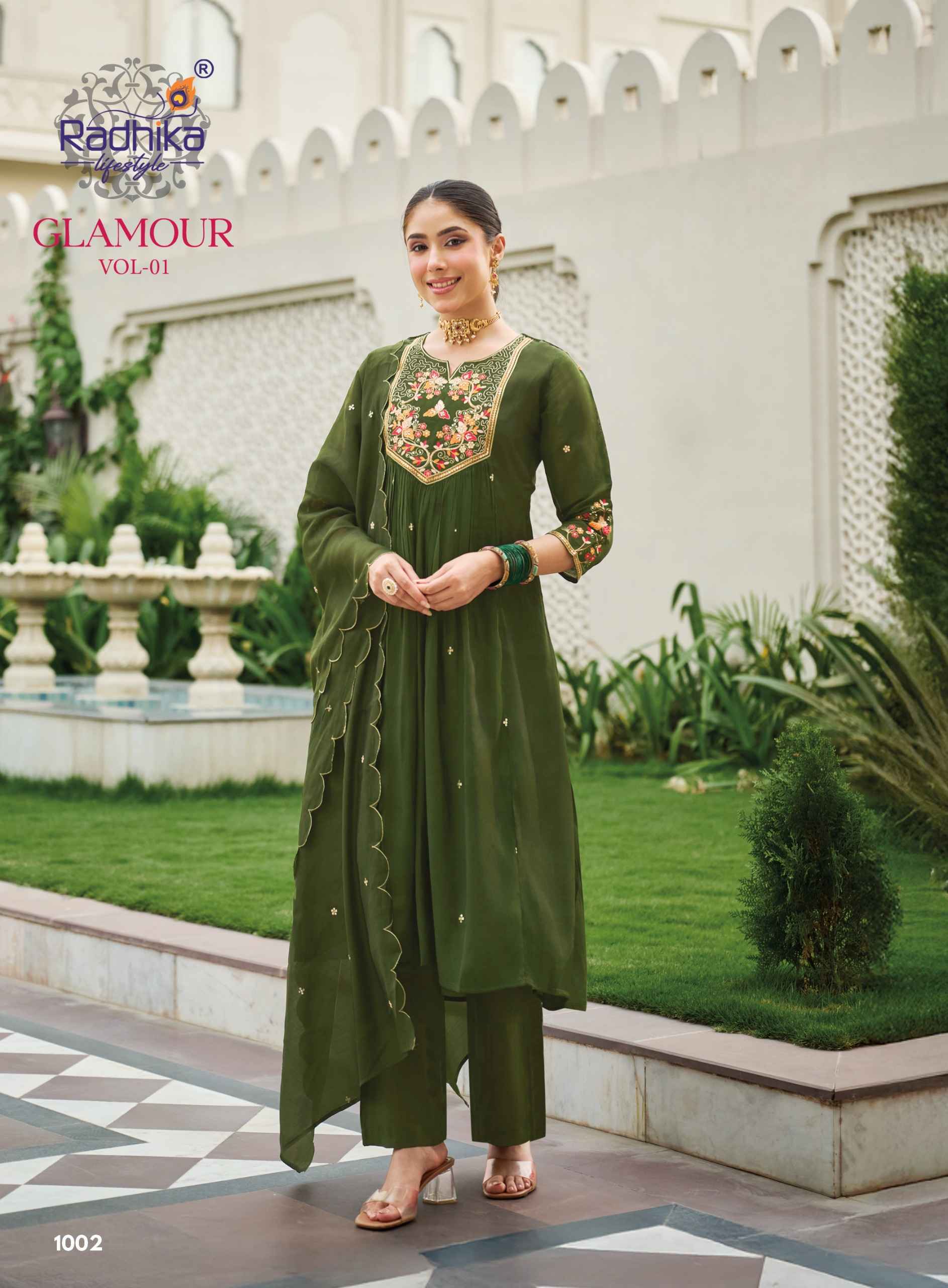 Radhika Lifestyle Glamour Vol 1 Mul Chanderi Kurti Combo 6 pcs Catalog