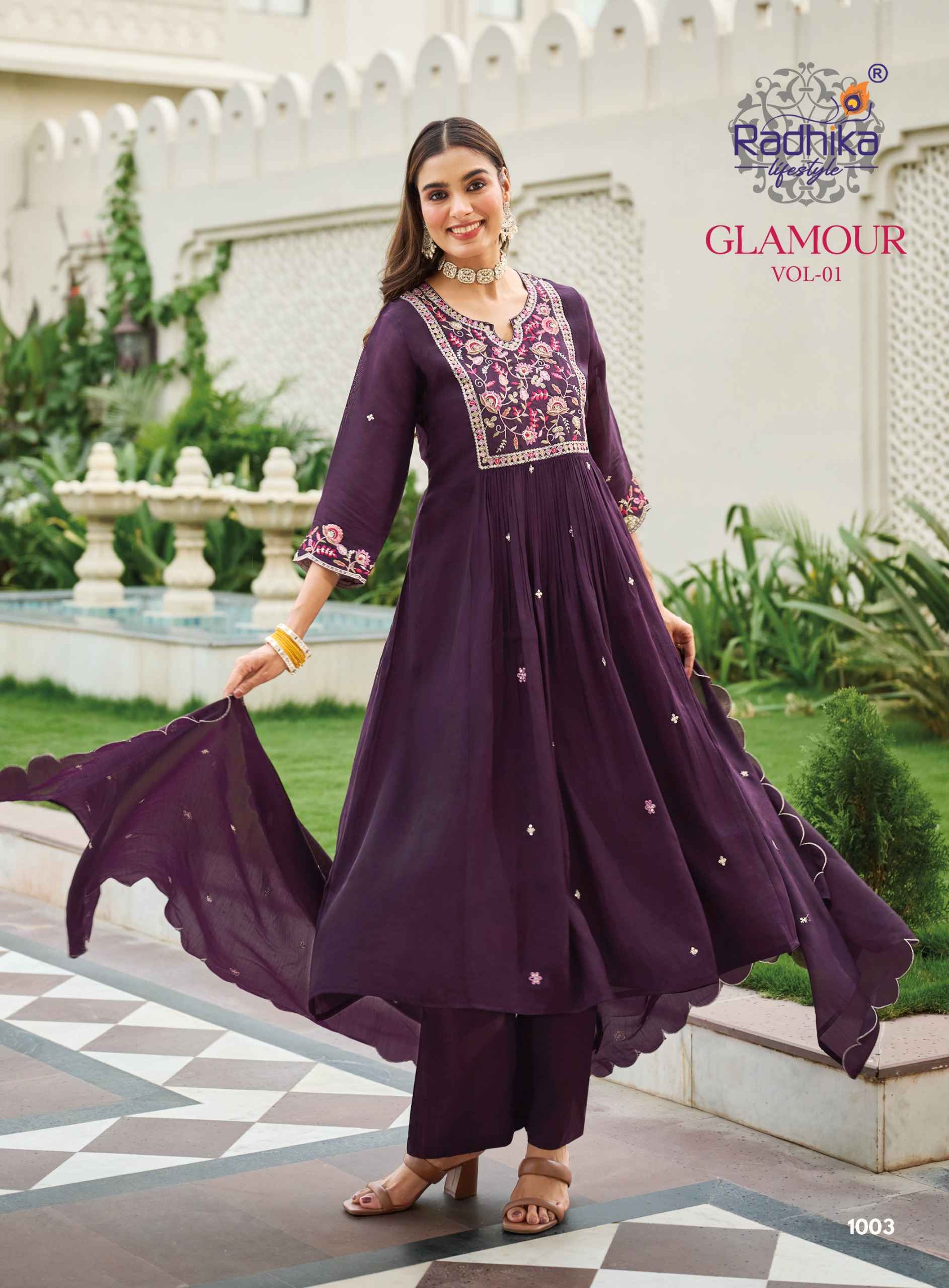 Radhika Lifestyle Glamour Vol 1 Mul Chanderi Kurti Combo 6 pcs Catalog