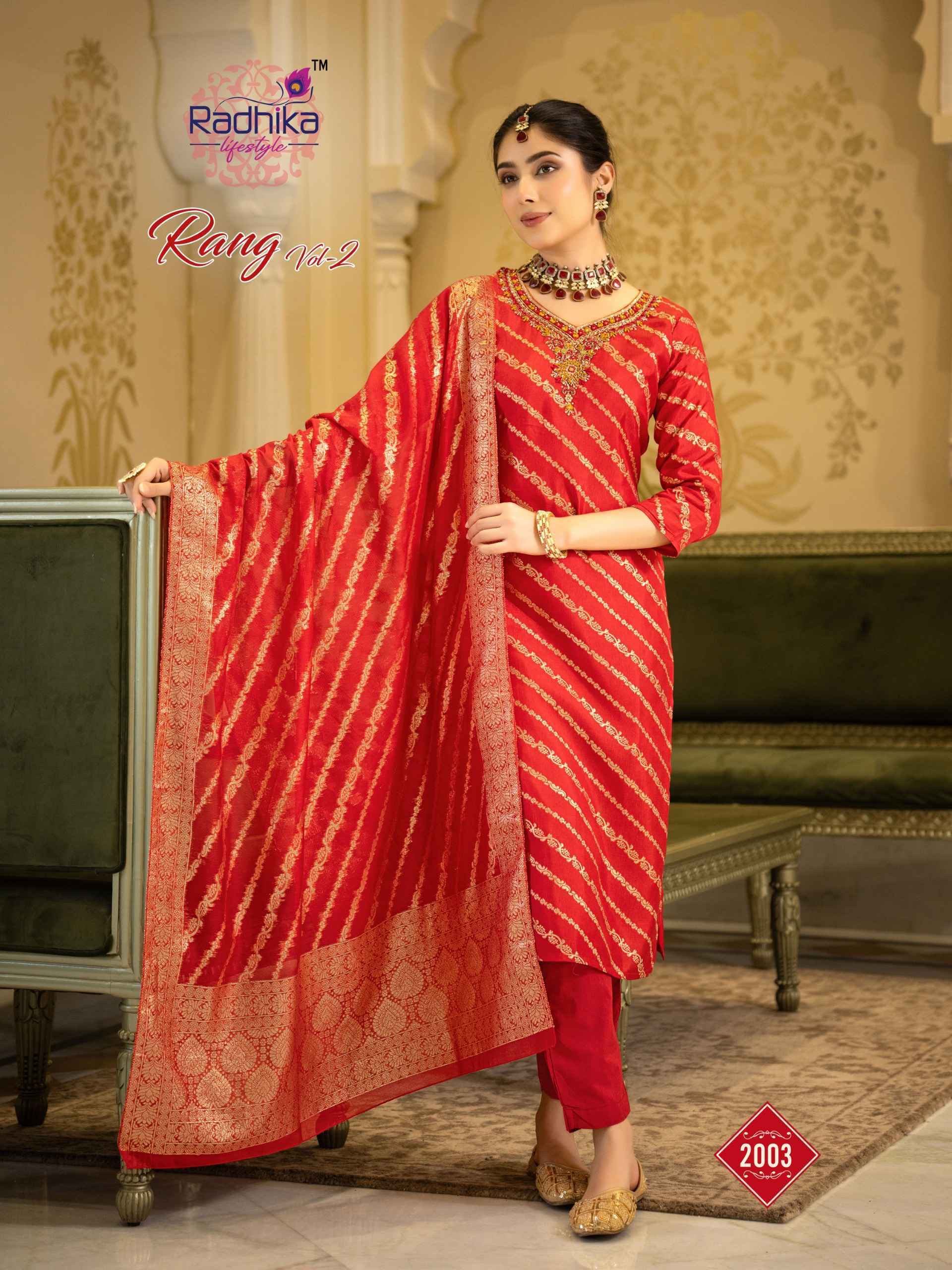 Radhika Lifestyle Rang Vol 2 Dola Silk Jacquard Kurti Combo 6 pcs Catalog