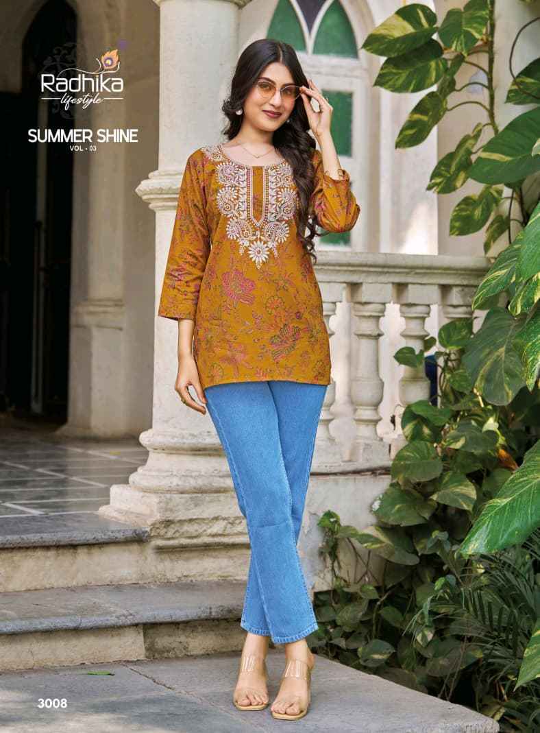 Radhika Lifestyle Summer Shine Vol 3 Cotton Kurti 8 pcs Catalog 