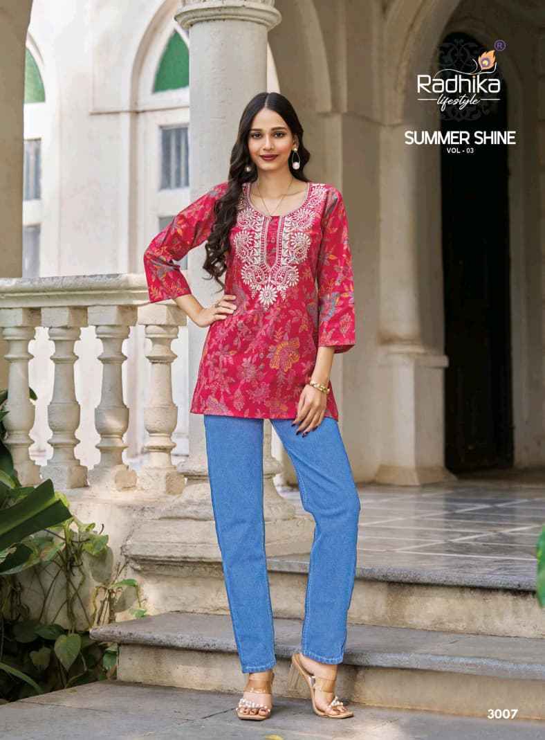 Radhika Lifestyle Summer Shine Vol 3 Cotton Kurti 8 pcs Catalog 