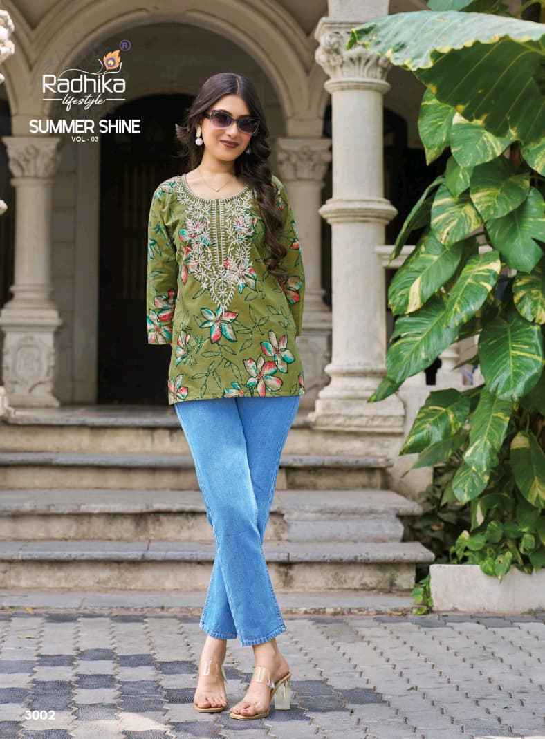 Radhika Lifestyle Summer Shine Vol 3 Cotton Kurti 8 pcs Catalog 