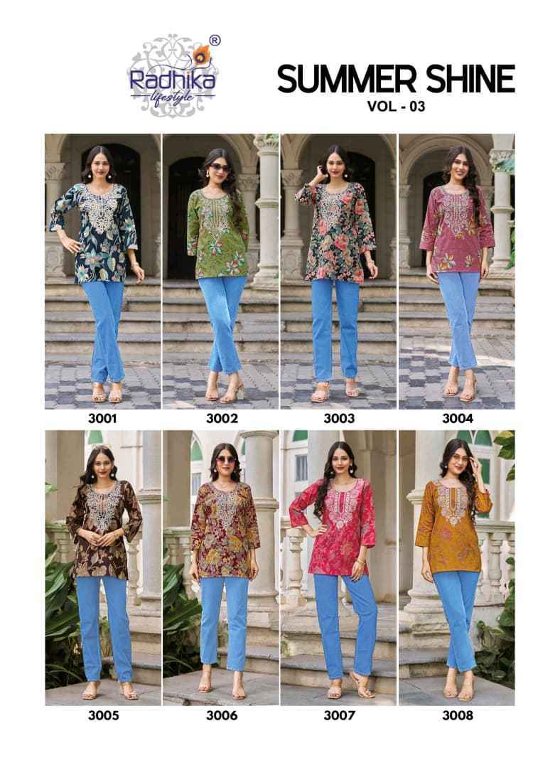 Radhika Lifestyle Summer Shine Vol 3 Cotton Kurti 8 pcs Catalog 