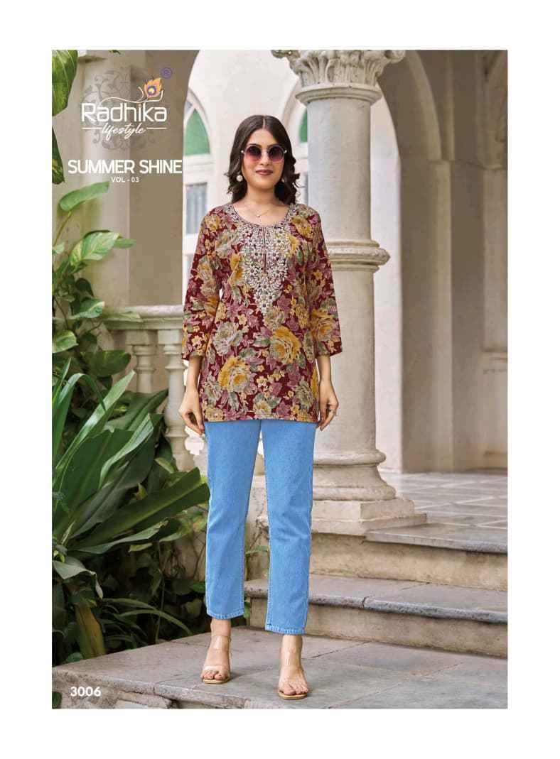 Radhika Lifestyle Summer Shine Vol 3 Cotton Kurti 8 pcs Catalog 