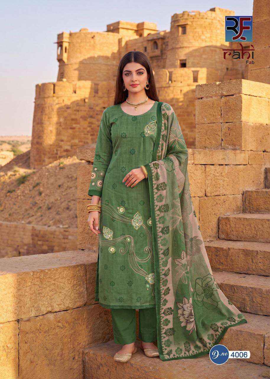Rahi Fab Rising Gold Vol 4 Pure Cotton Dress Material 8 Pcs Catalog